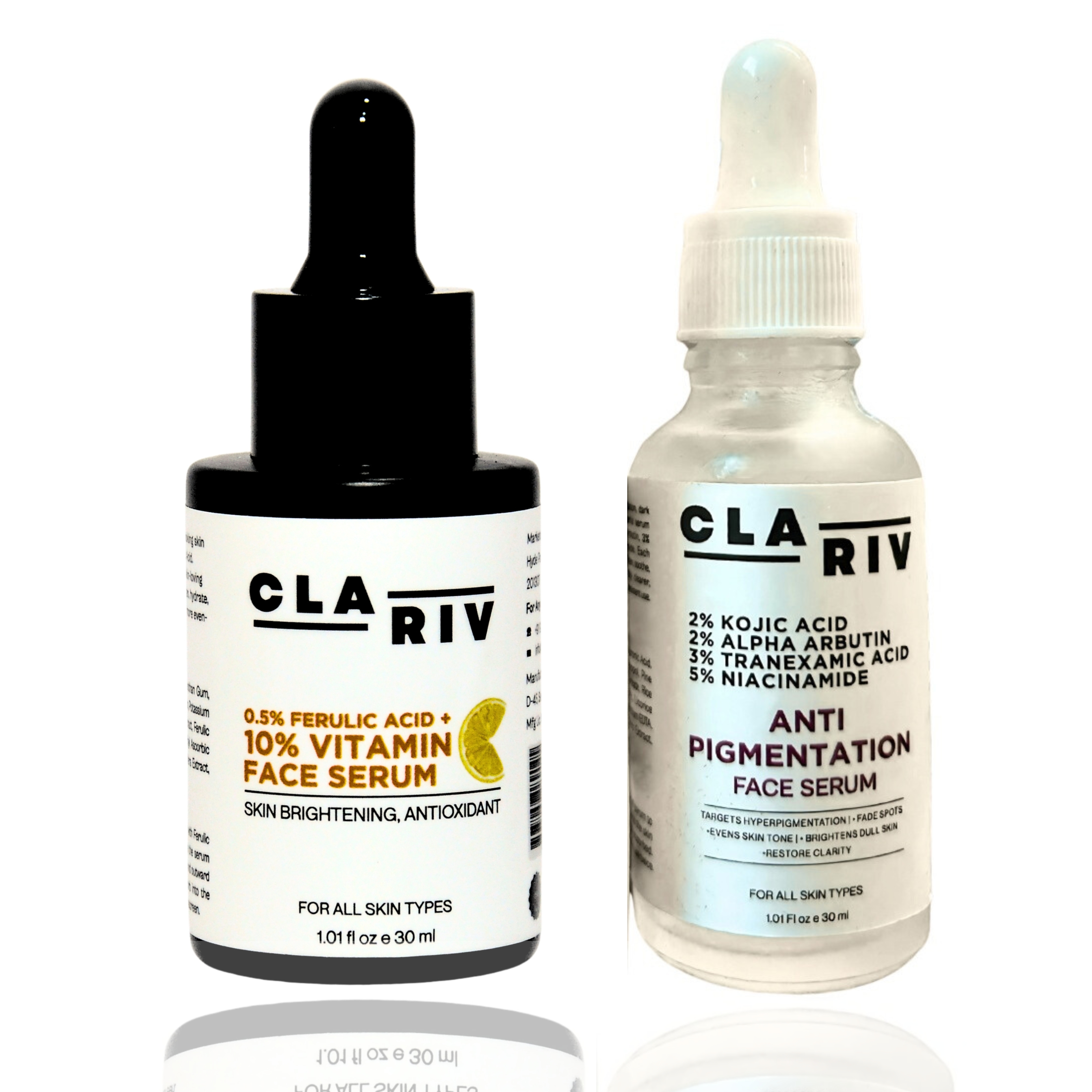 Glowing skin Combo - Fade Dark Spots & Brighten Skin | CLARIV Vitamin c + Anti Pigmentation serums