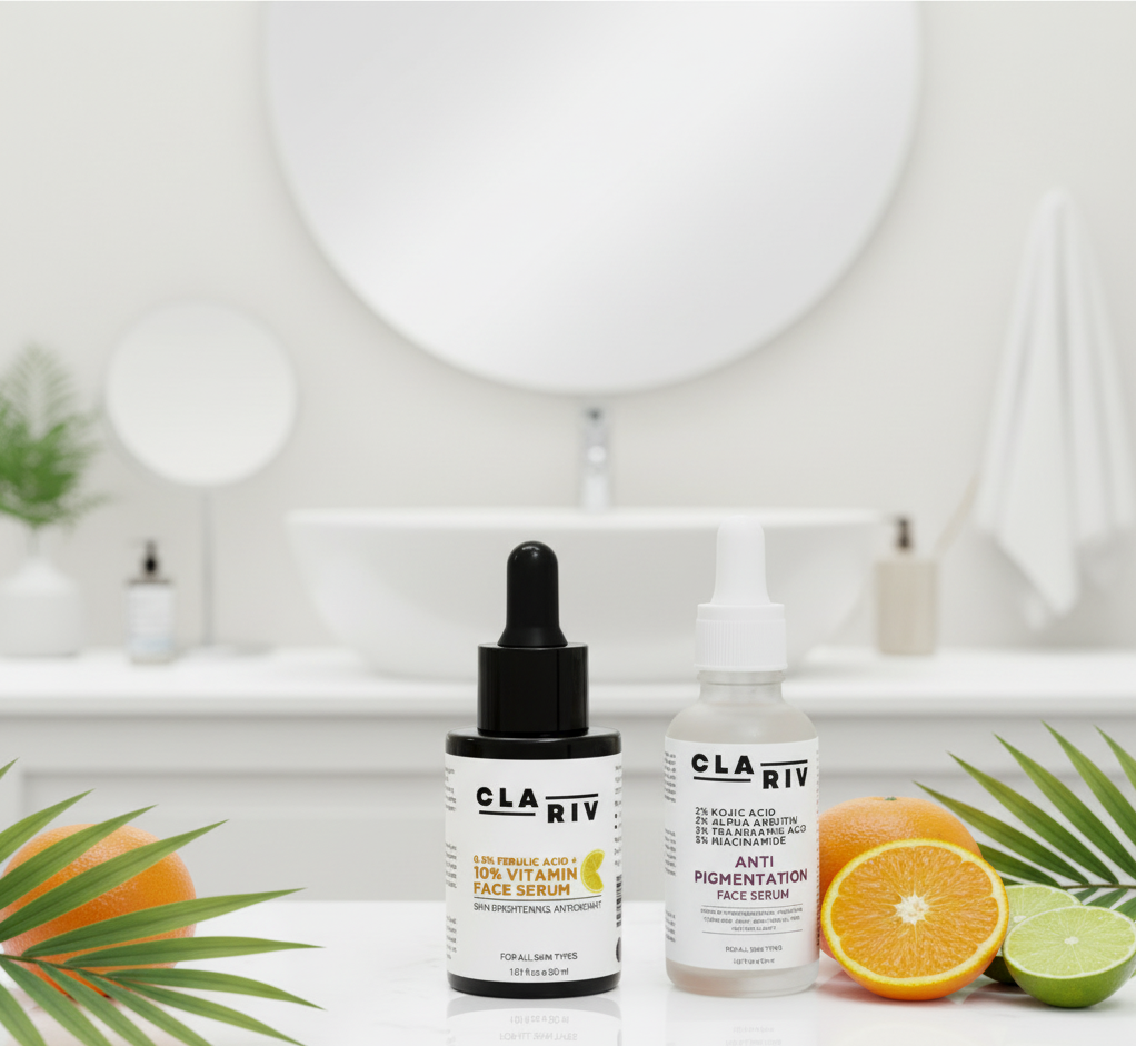 Glowing skin Combo - Fade Dark Spots & Brighten Skin | CLARIV Vitamin c + Anti Pigmentation serums