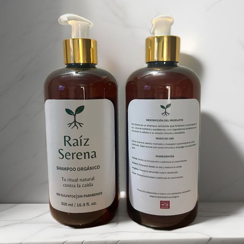 Shampoo orgánico anticaída Raíz Serena 500 ml