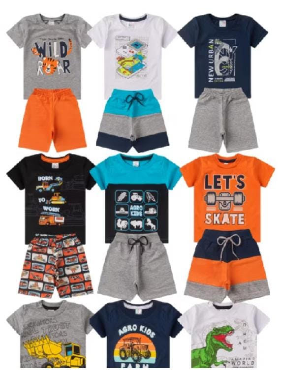 Kit 10 peças de Roupa Conjunto Infantil e Juvenil Menino Tamanho 01 ao 16