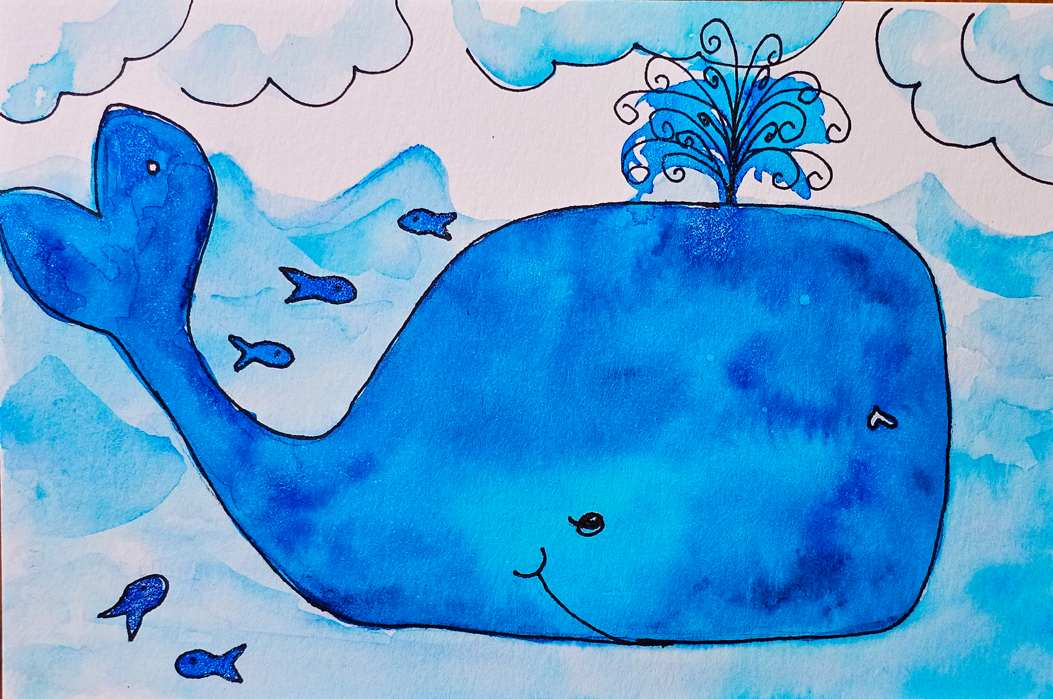 Wally The Whale Watercolor Art Print