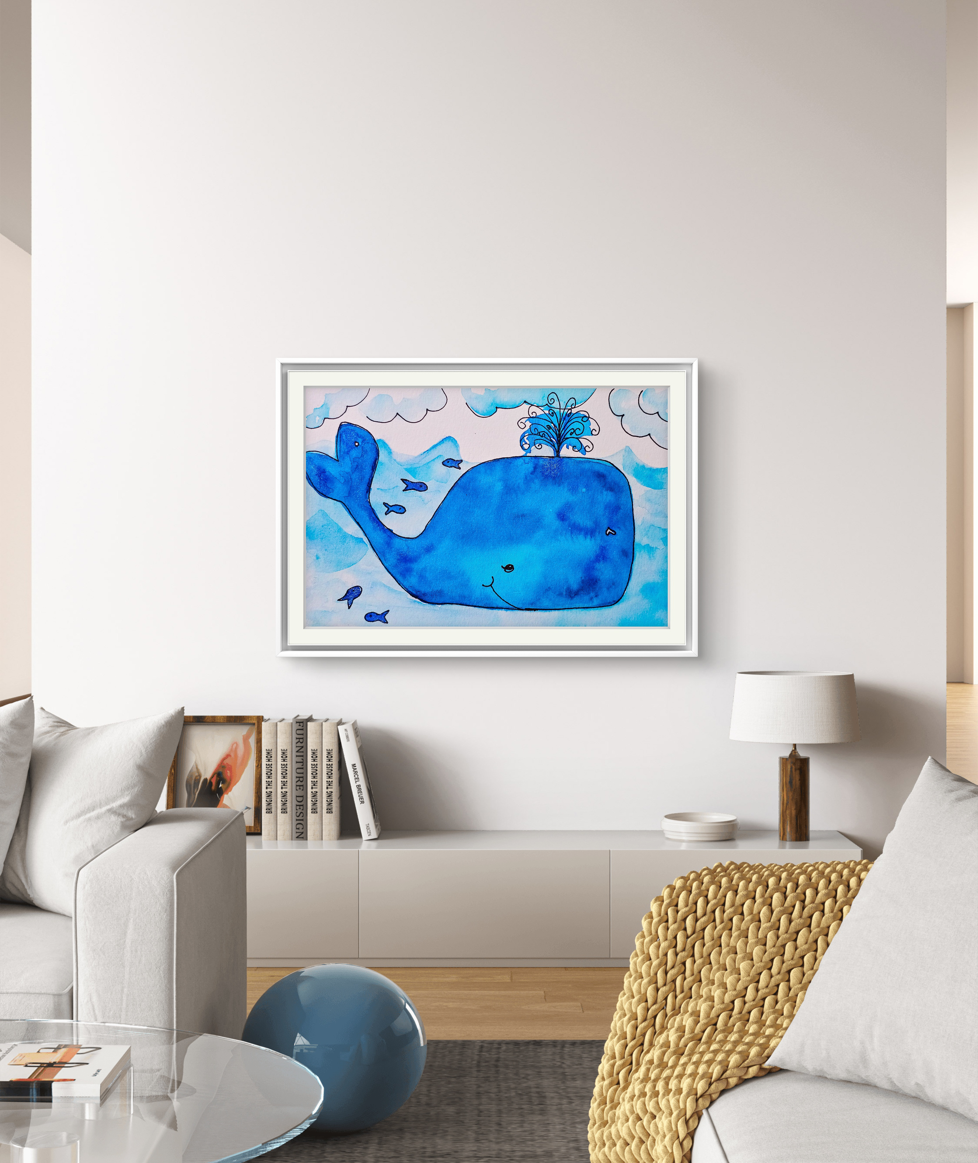 Wally The Whale Watercolor Art Print