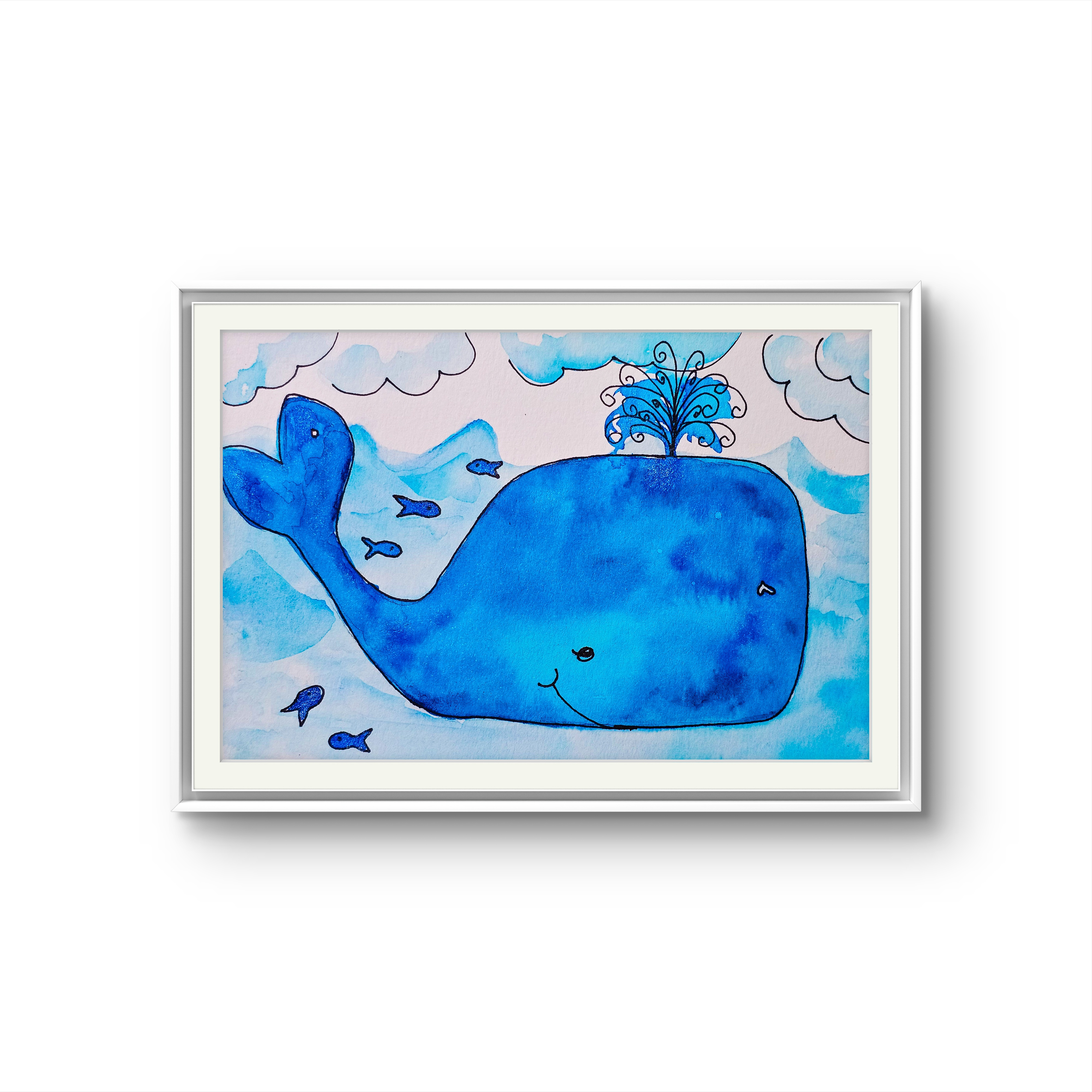 Wally The Whale Watercolor Art Print