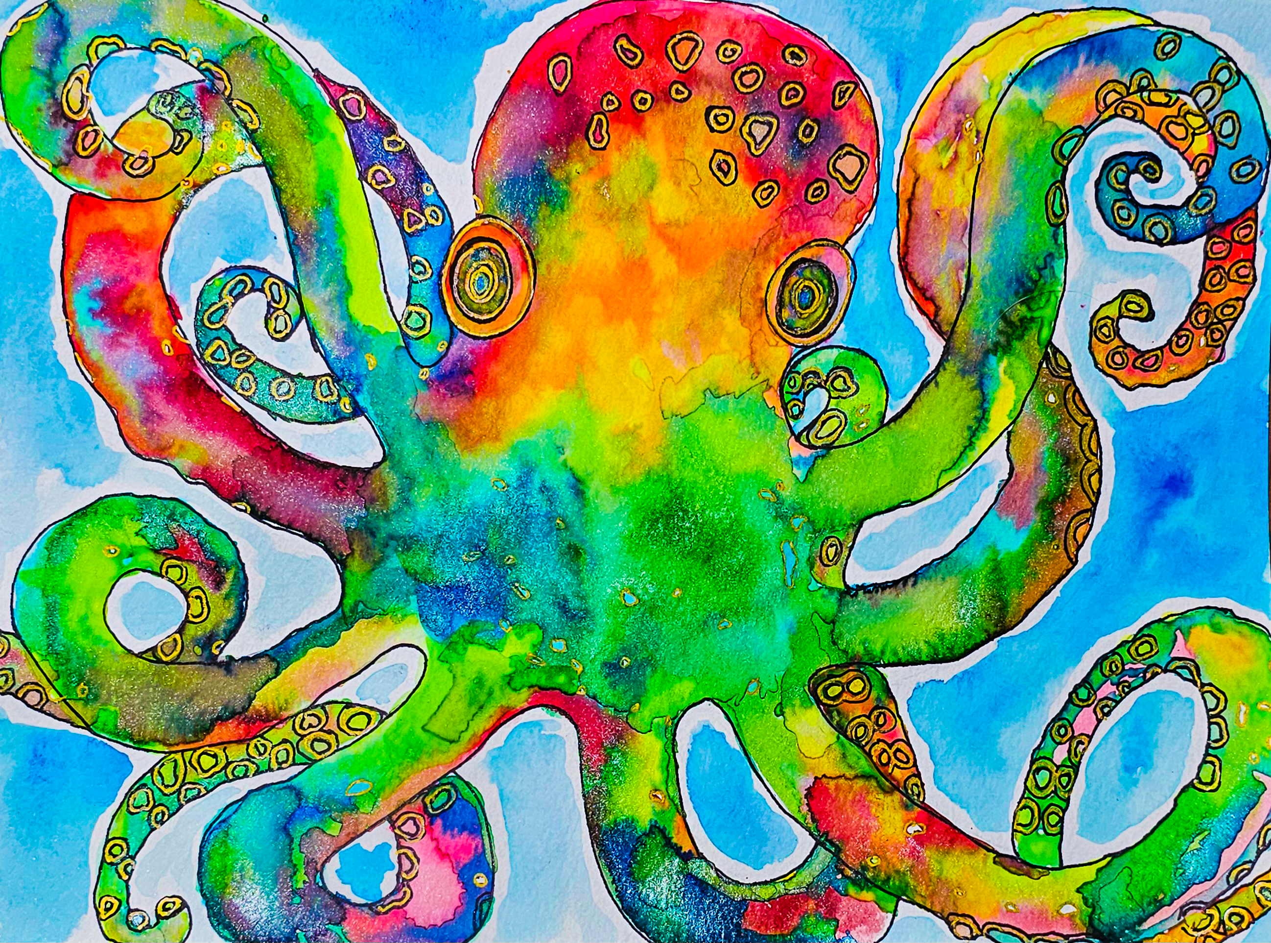 Owen The Octopus Watercolor Art Print