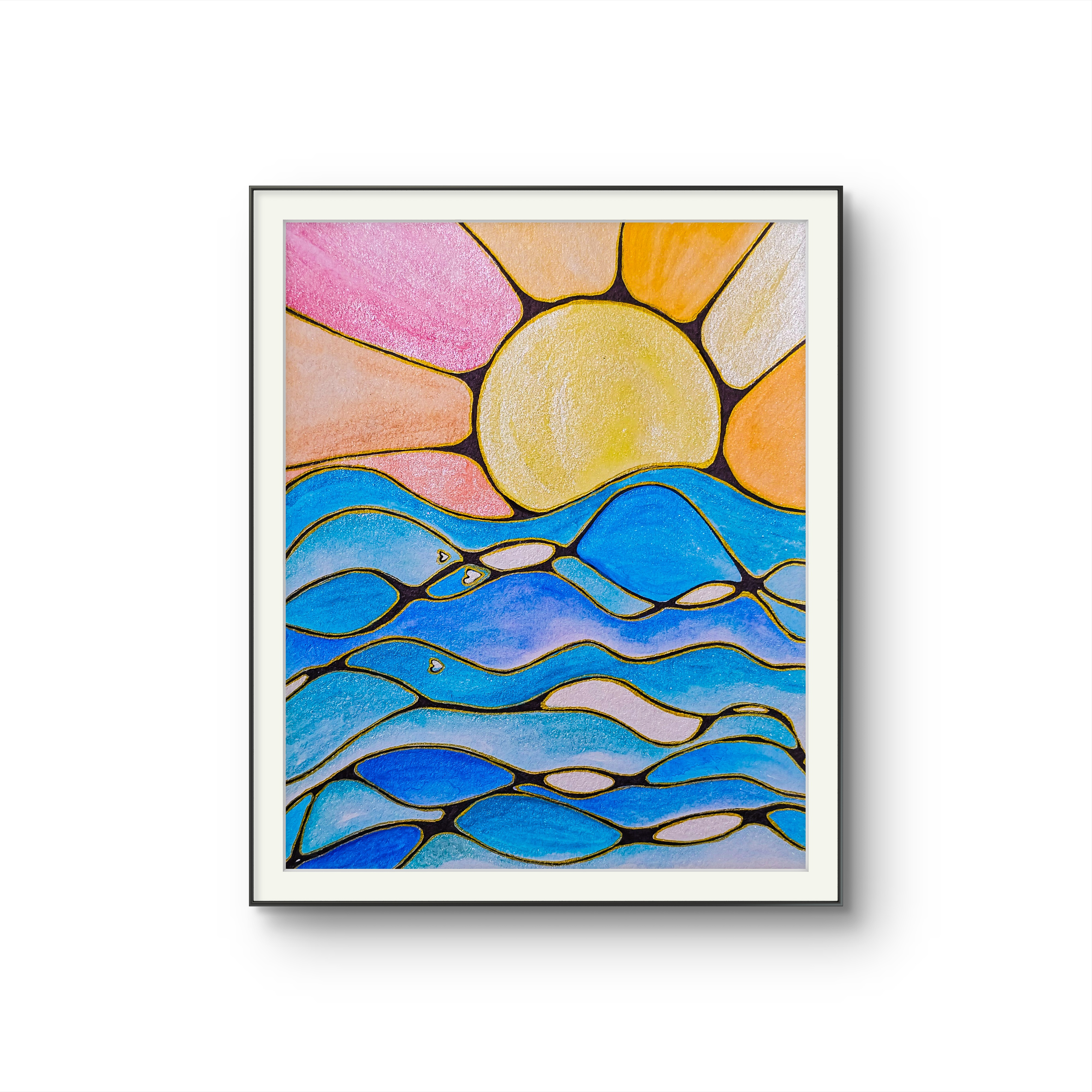 Ocean Sunrise Watercolor Art Print