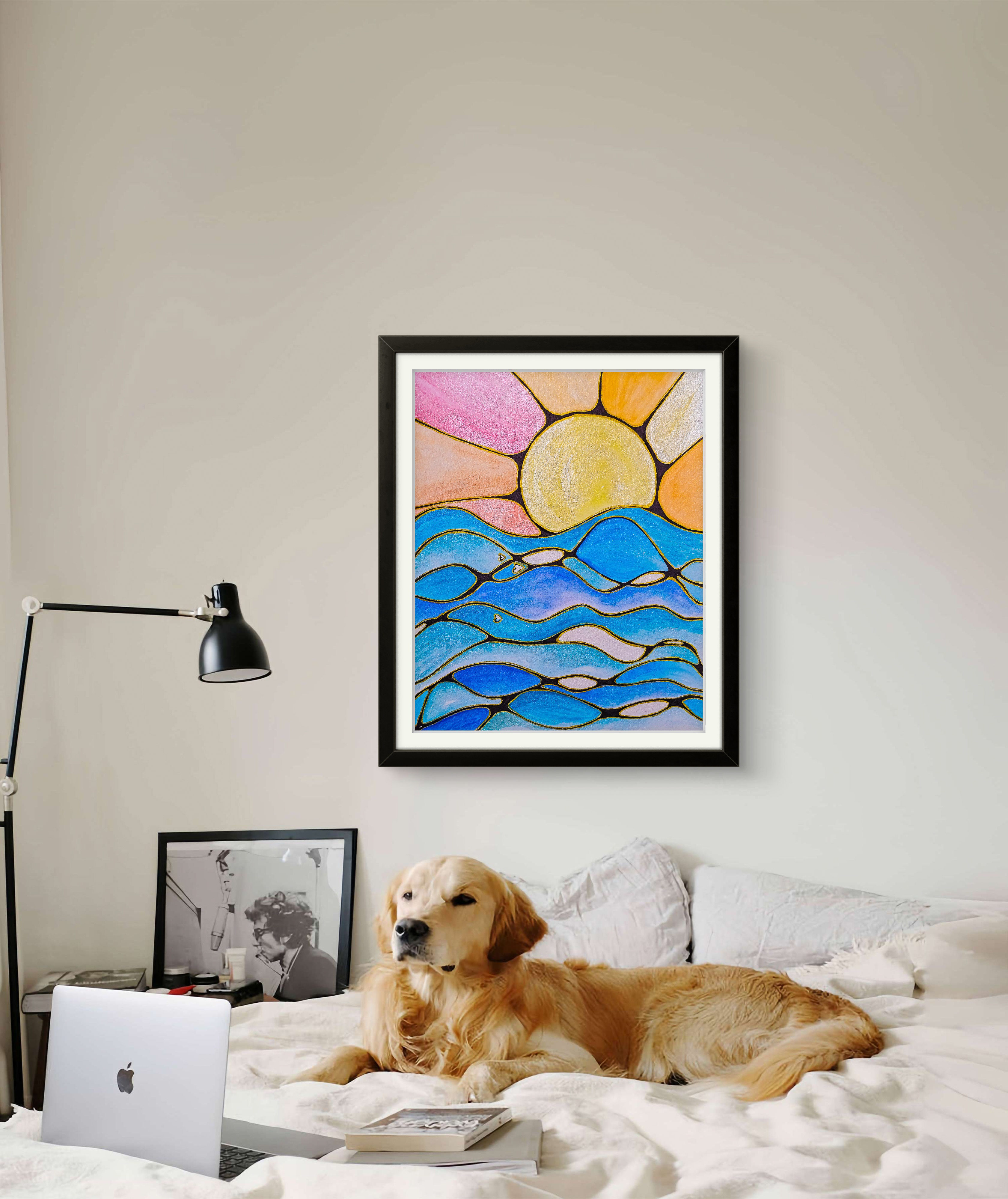 Ocean Sunrise Watercolor Art Print