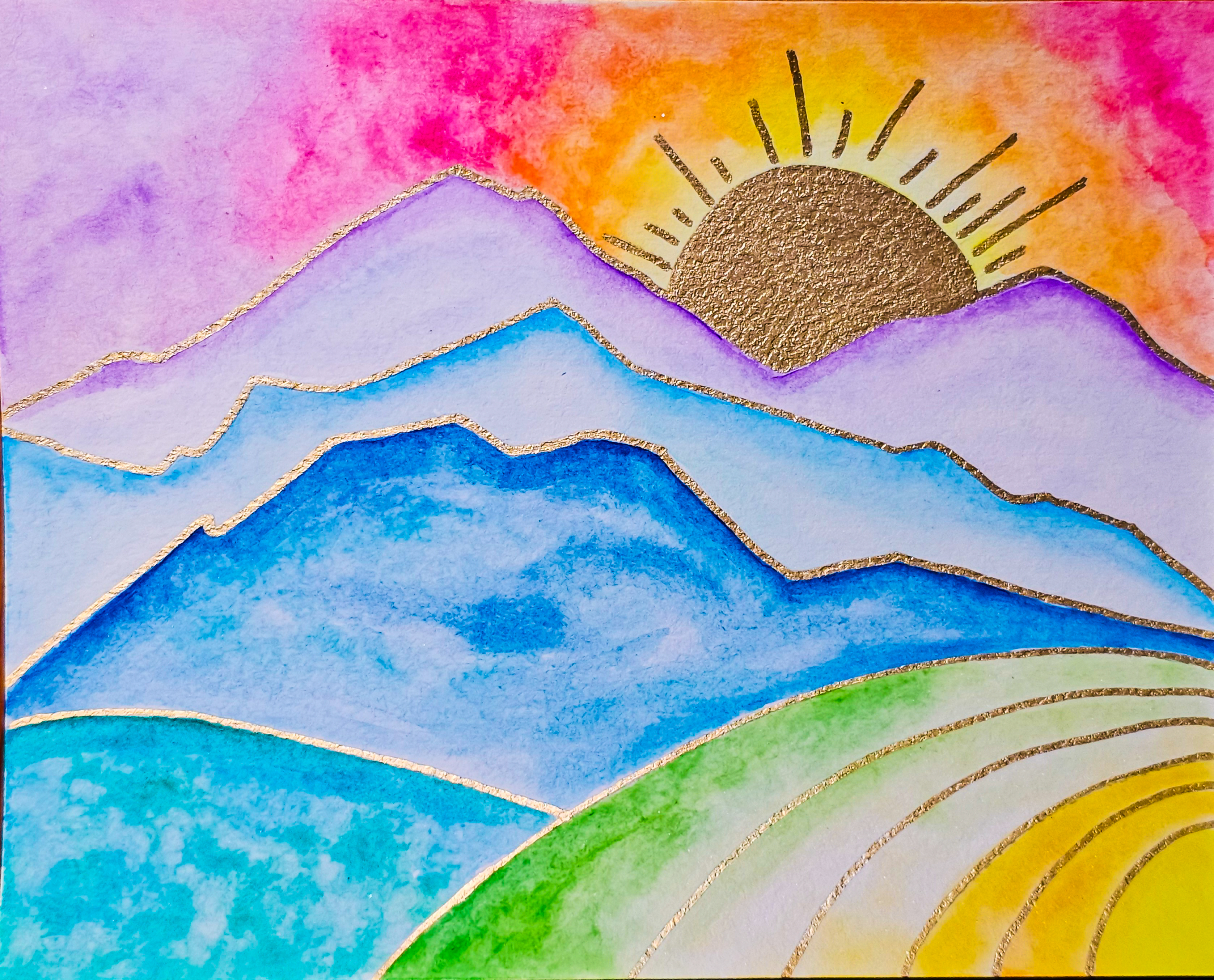 Mountain Sunrise Watercolor Art Print