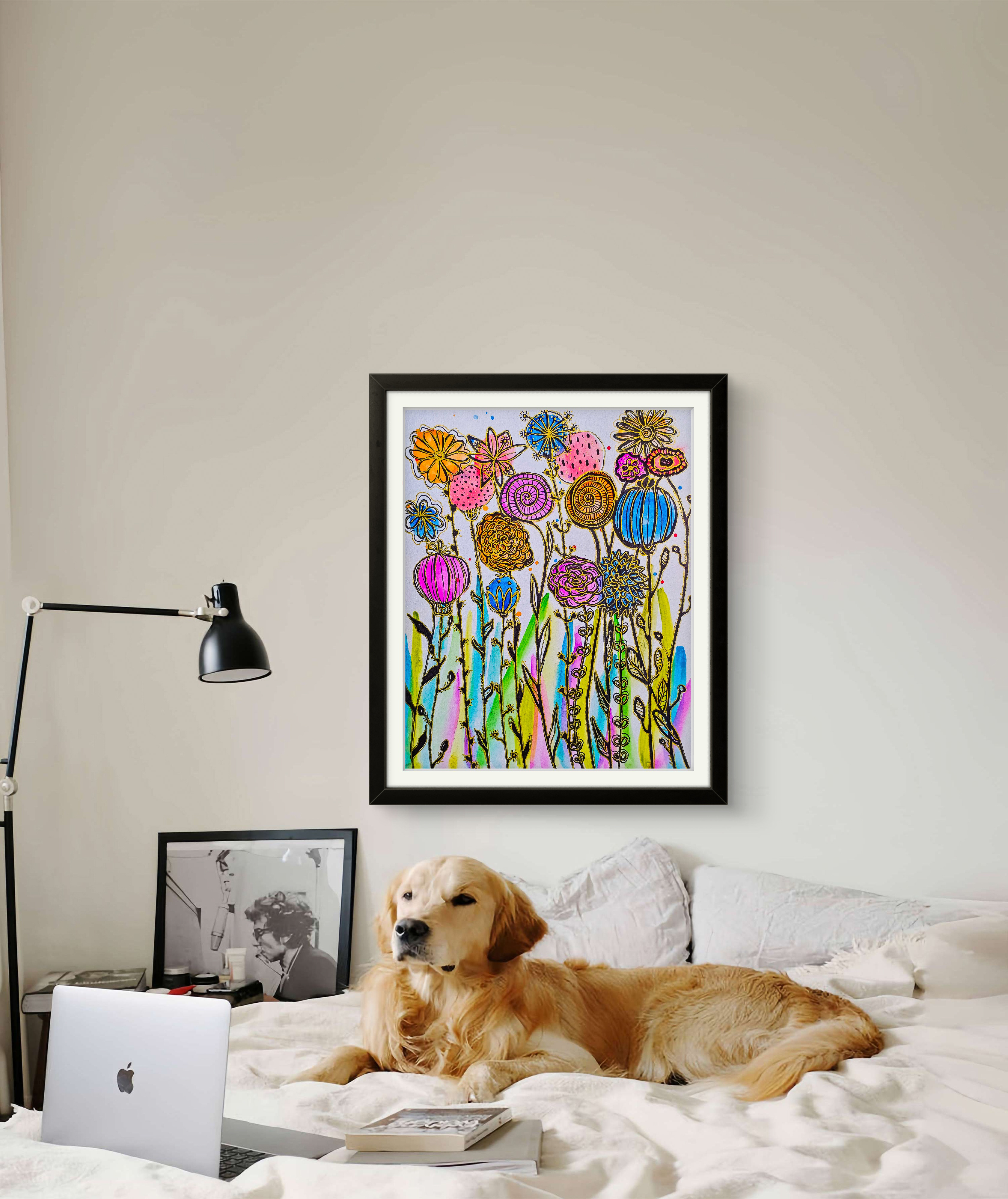 Wild Whimsy Flowers Watercolor Art Print