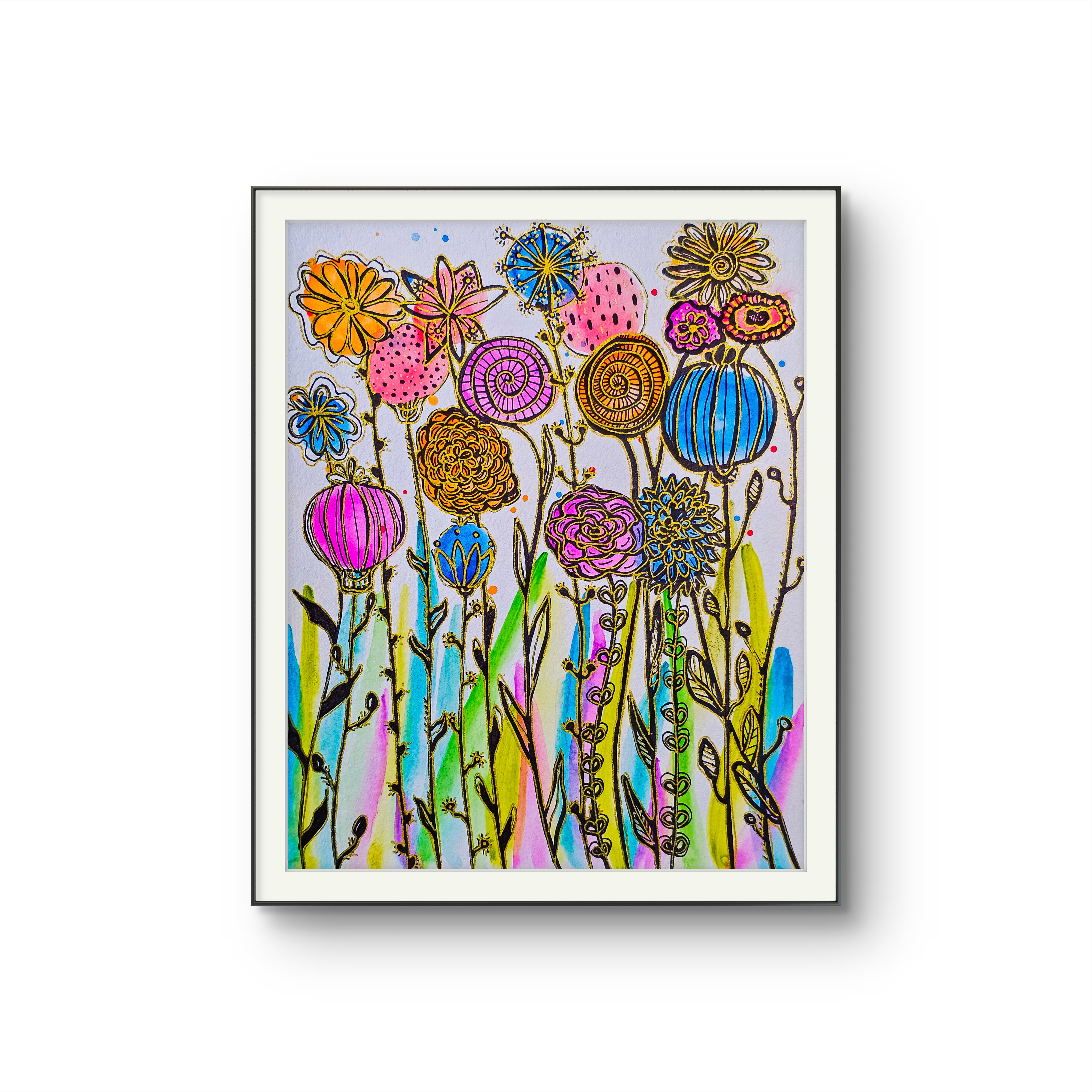Wild Whimsy Flowers Watercolor Art Print
