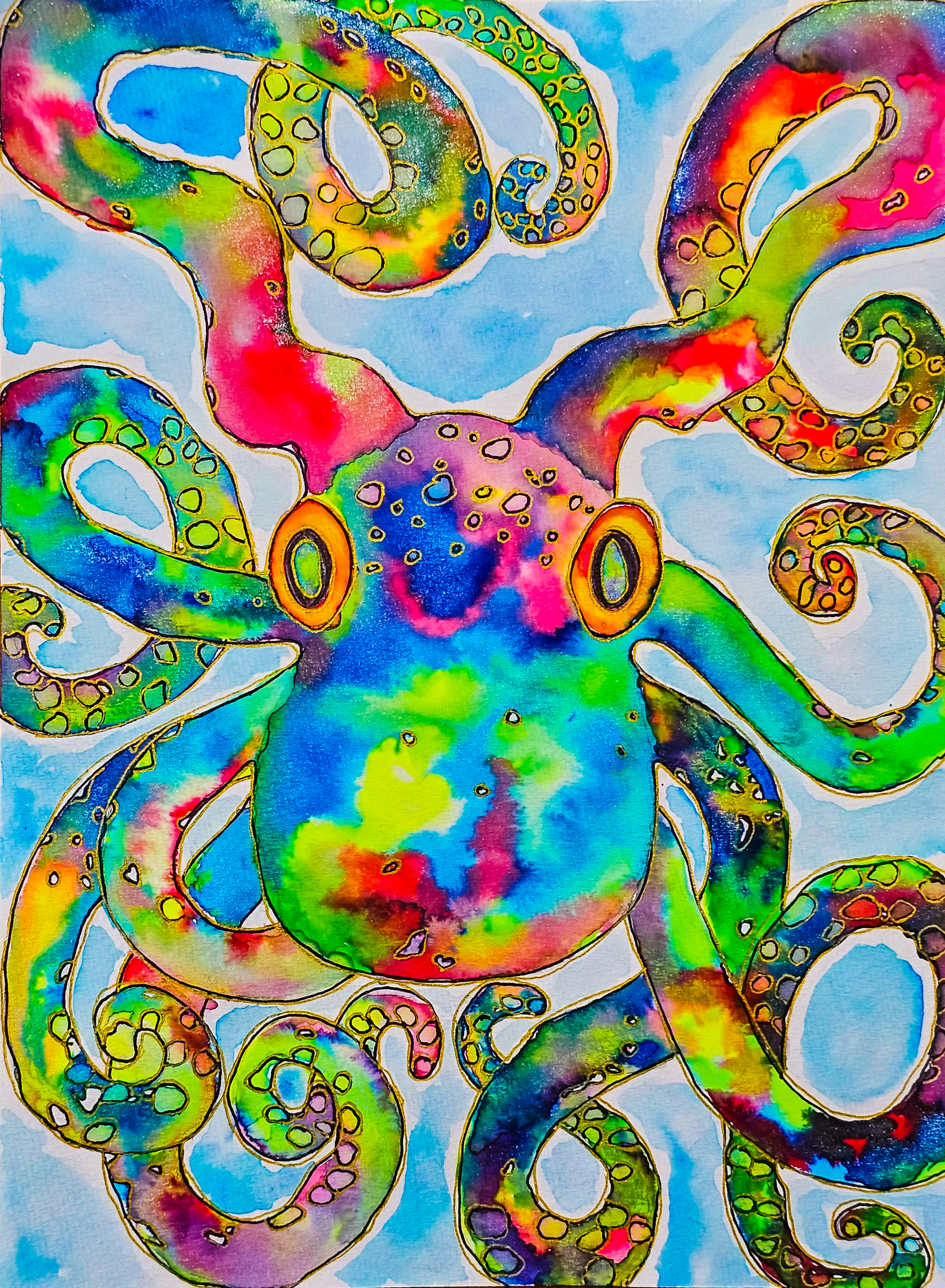 Ozzy The Octopus Watercolor Art Print