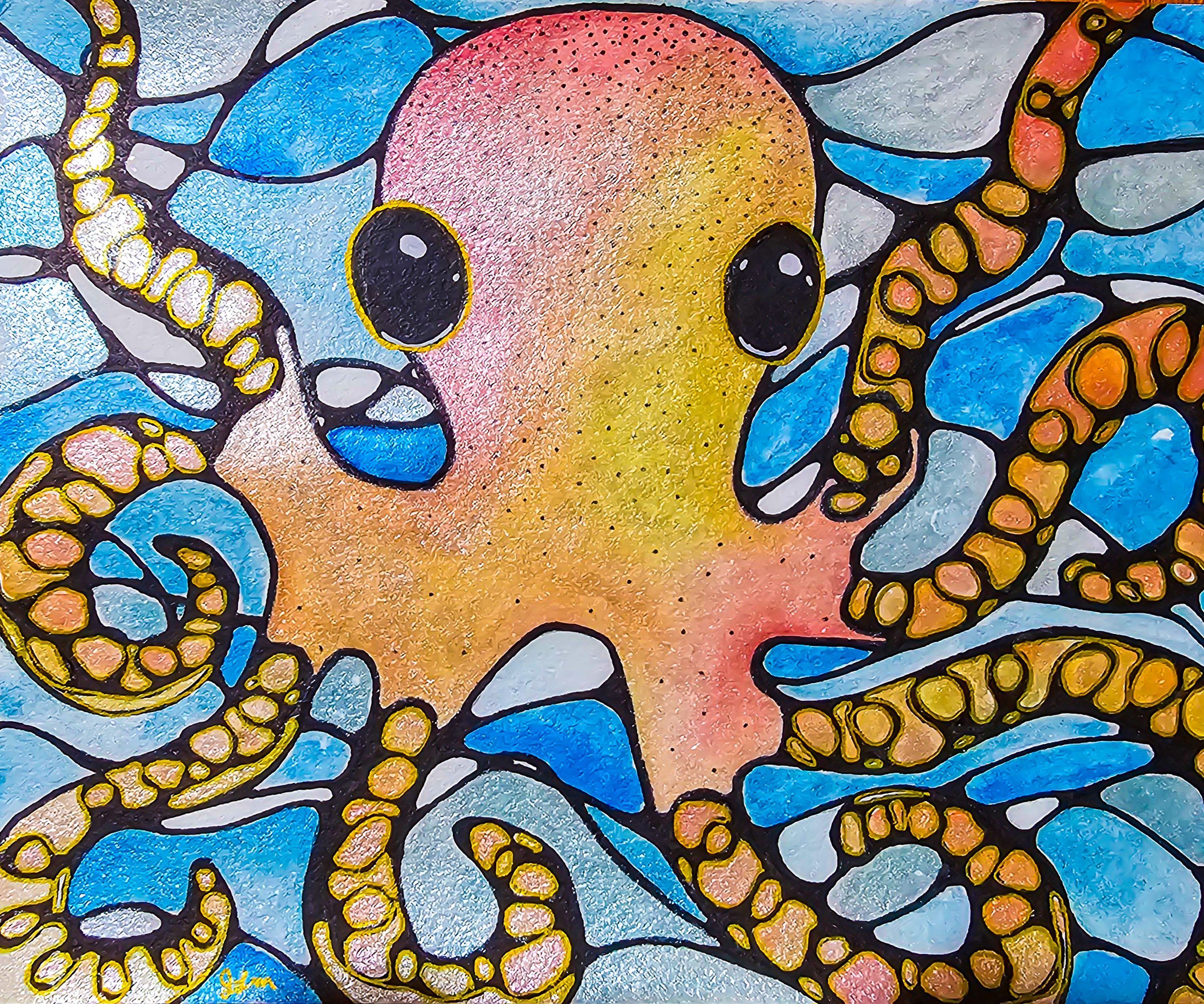 Ollie The Octopus Watercolor Art Print