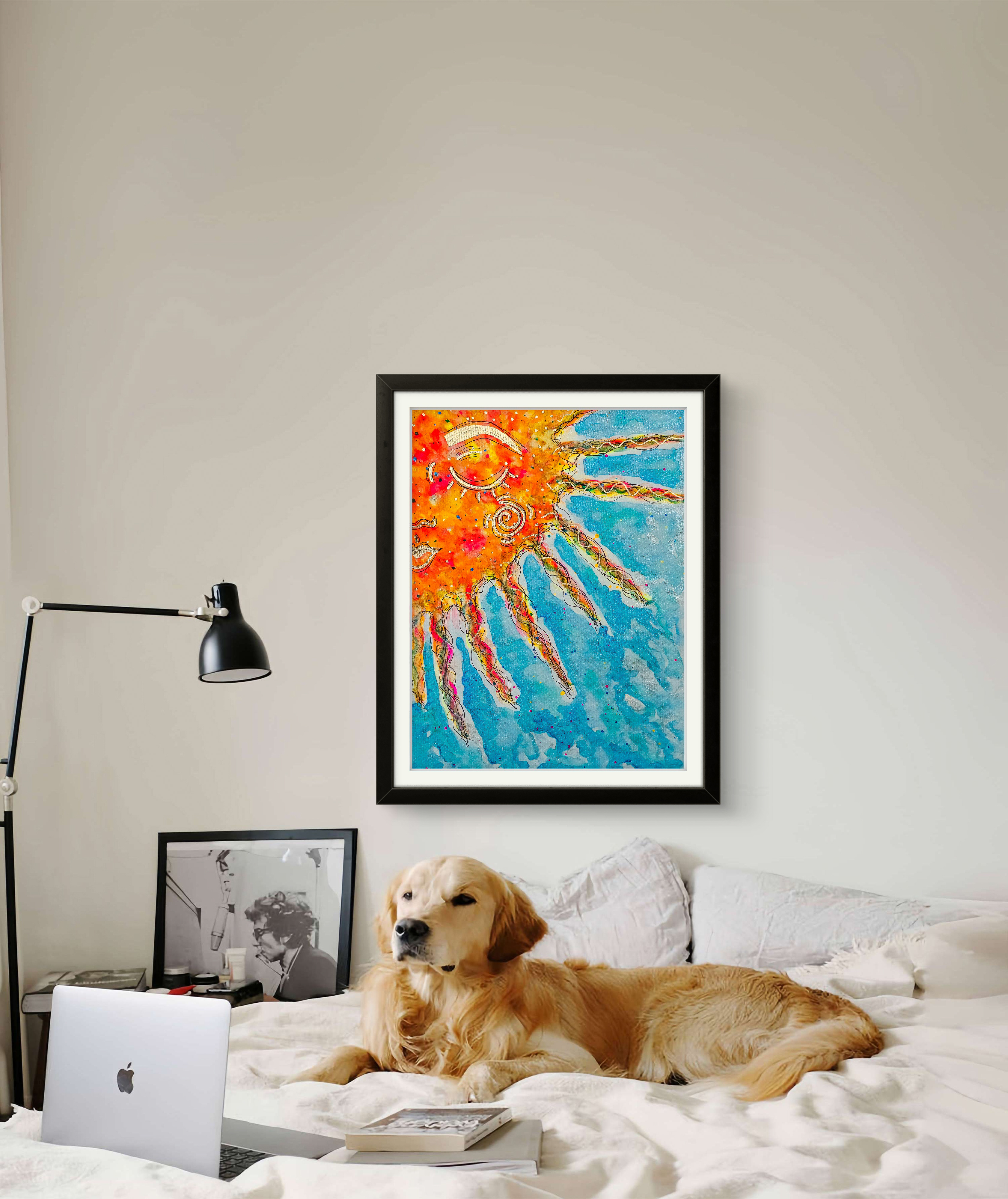 Sleeping Sun Watercolor Art Print