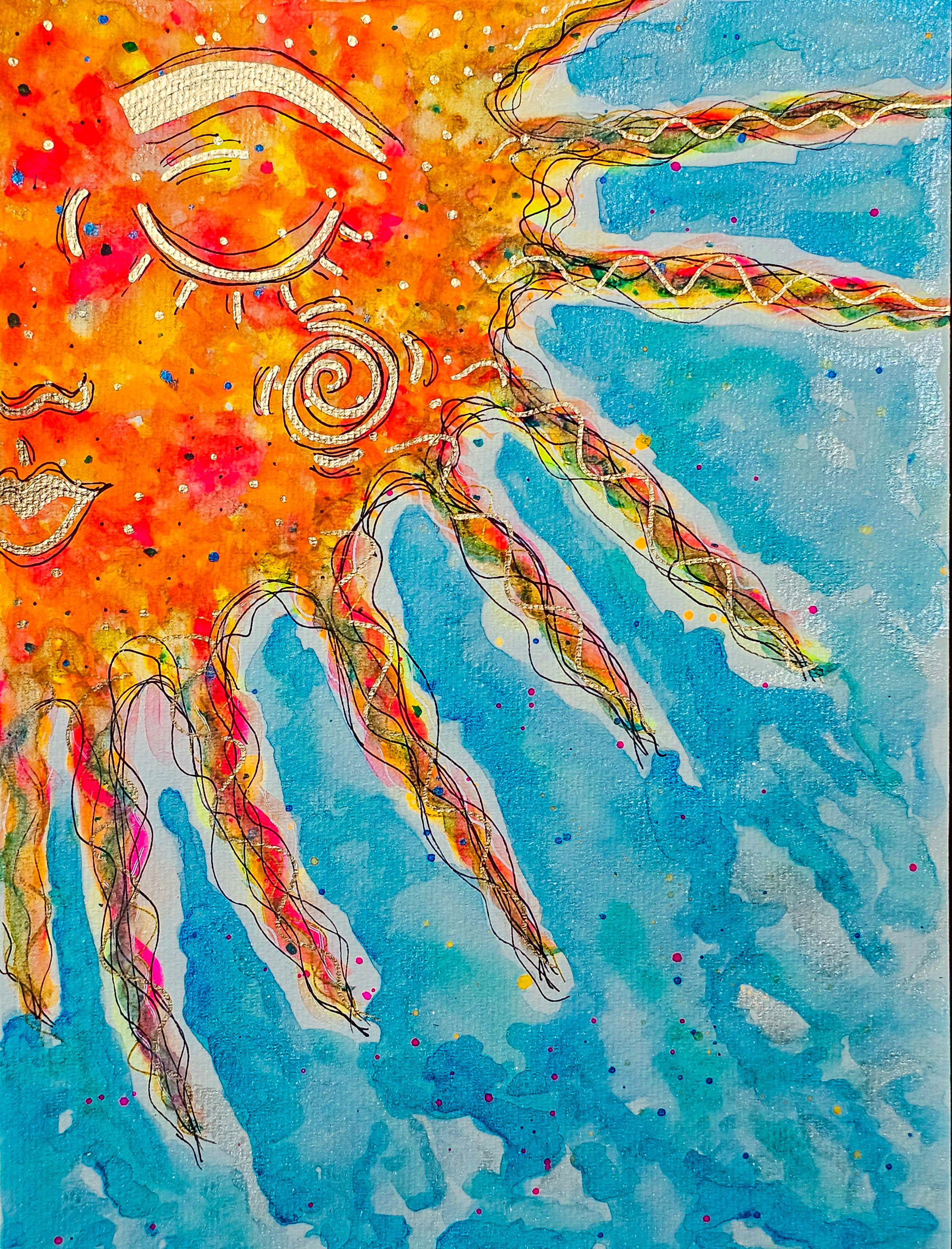 Sleeping Sun Watercolor Art Print