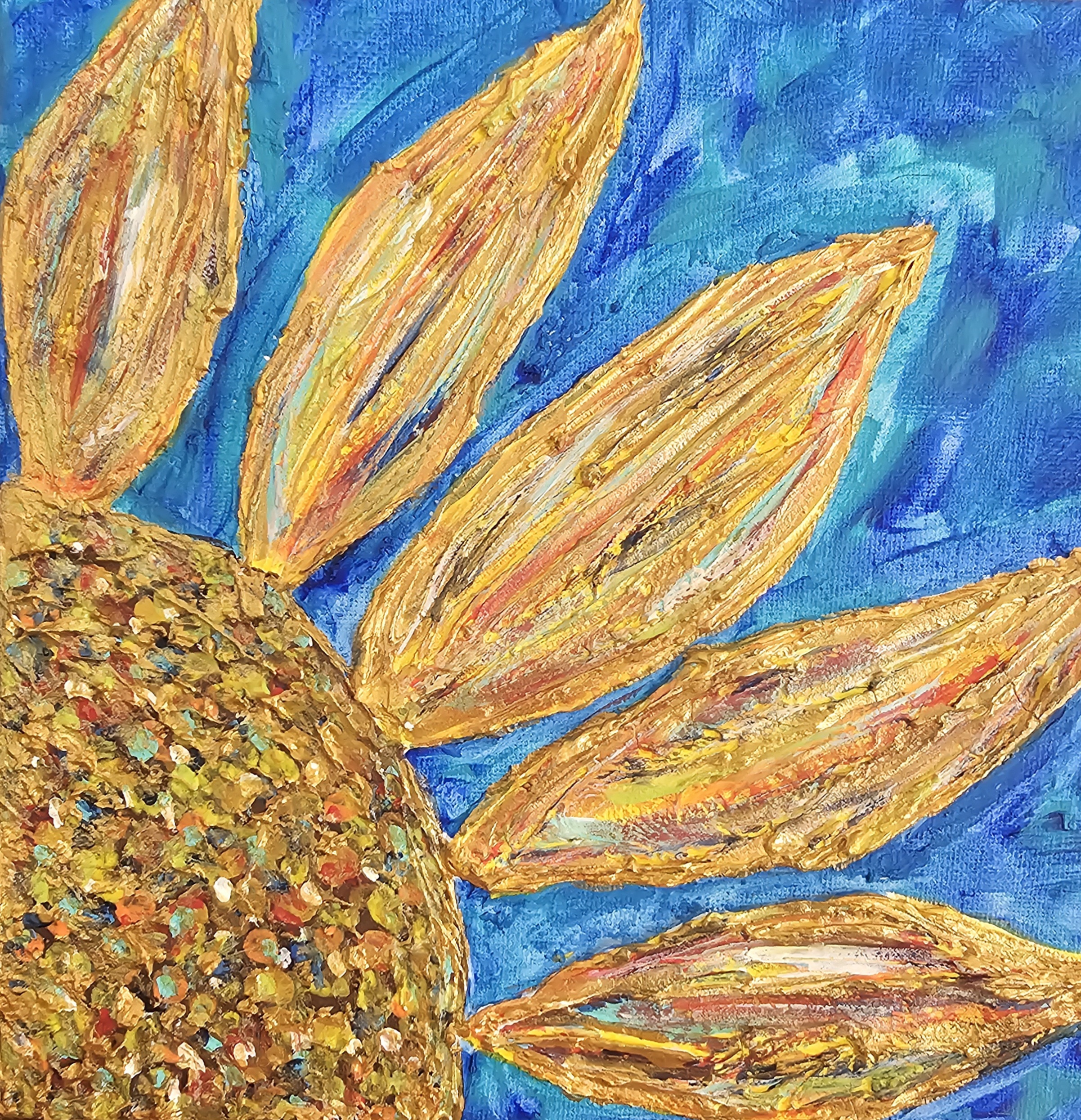 Textured Sunflower Painting
