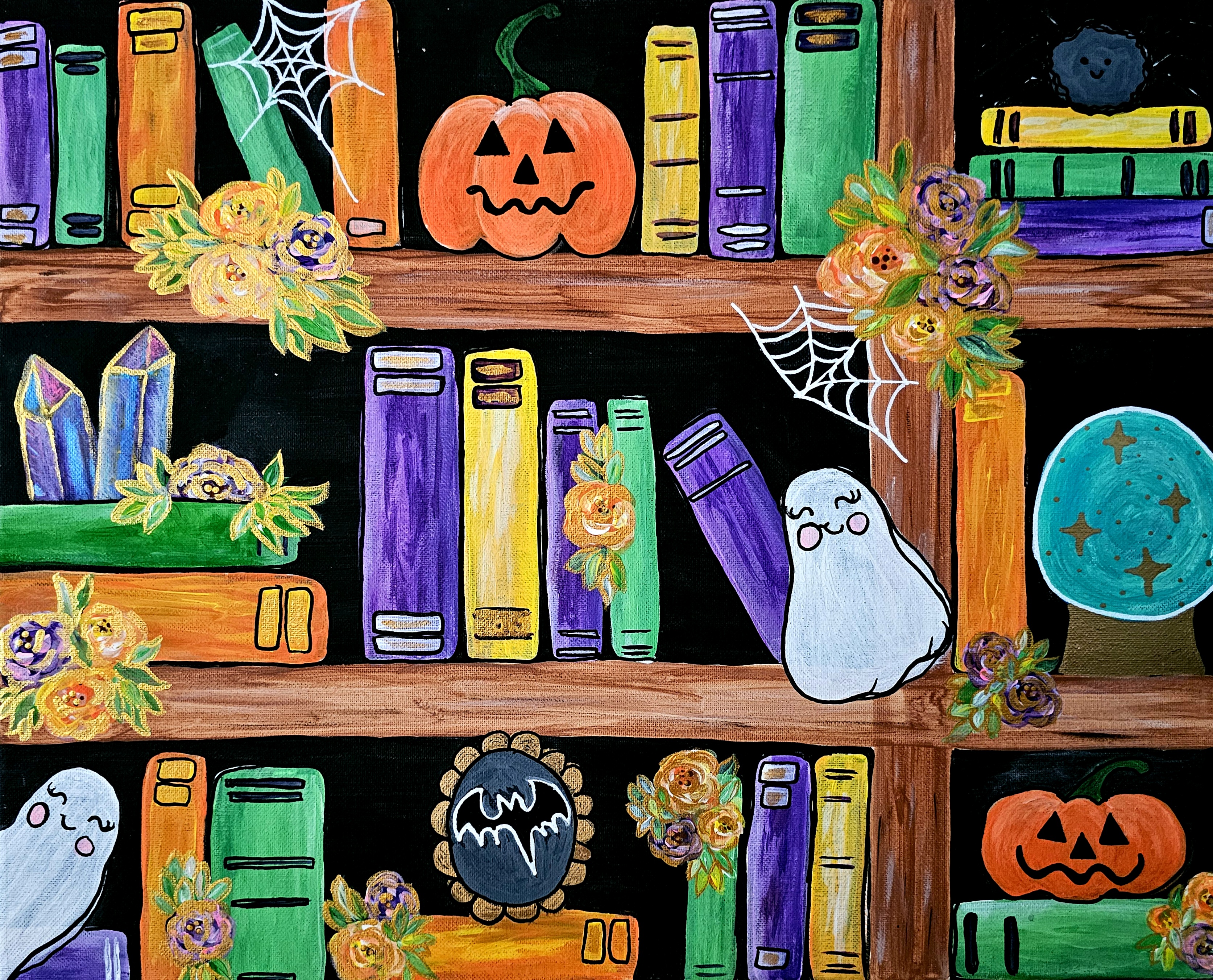 Spooky BOOkshelf Art Print