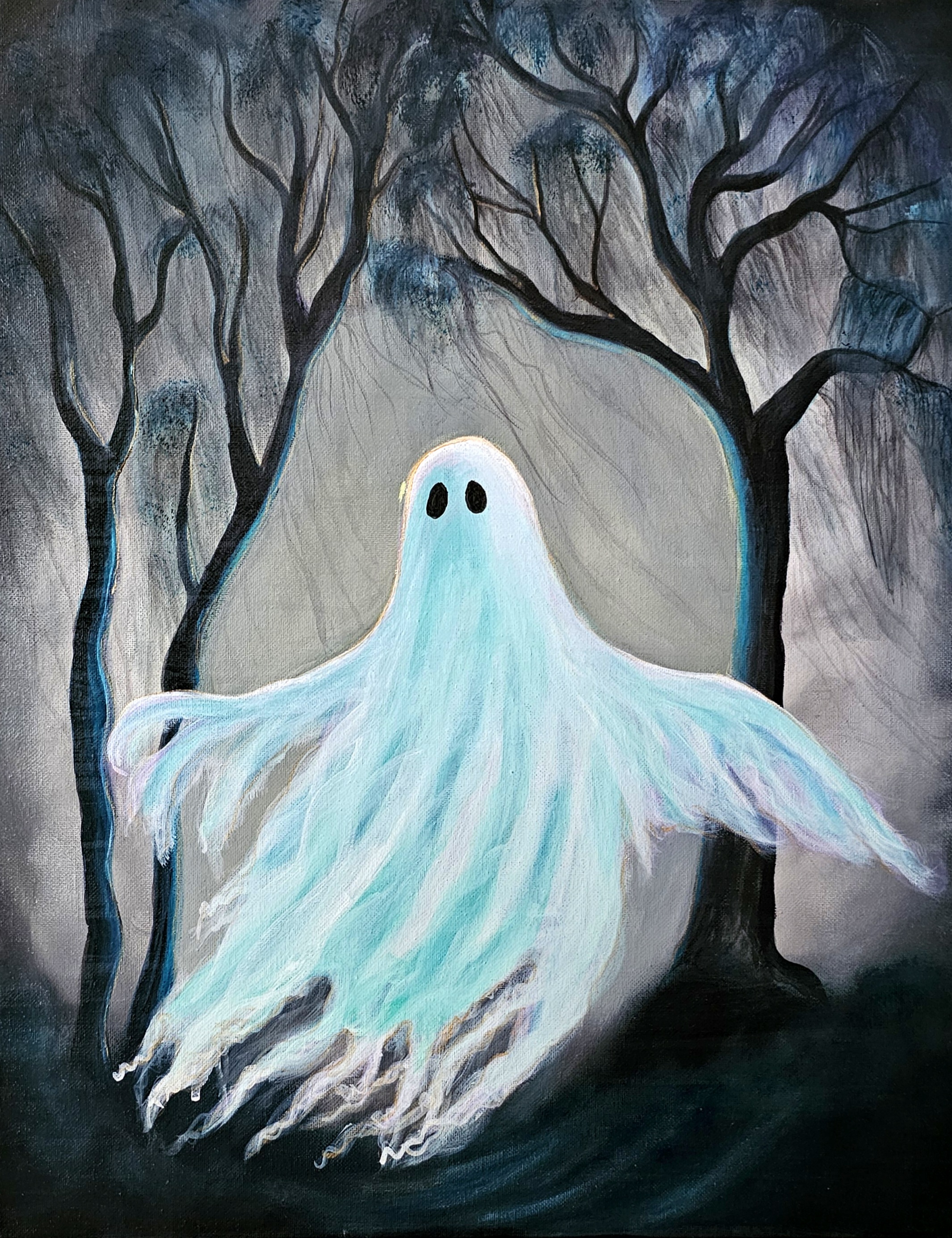 Ghost In A Spooky Forest Art Print