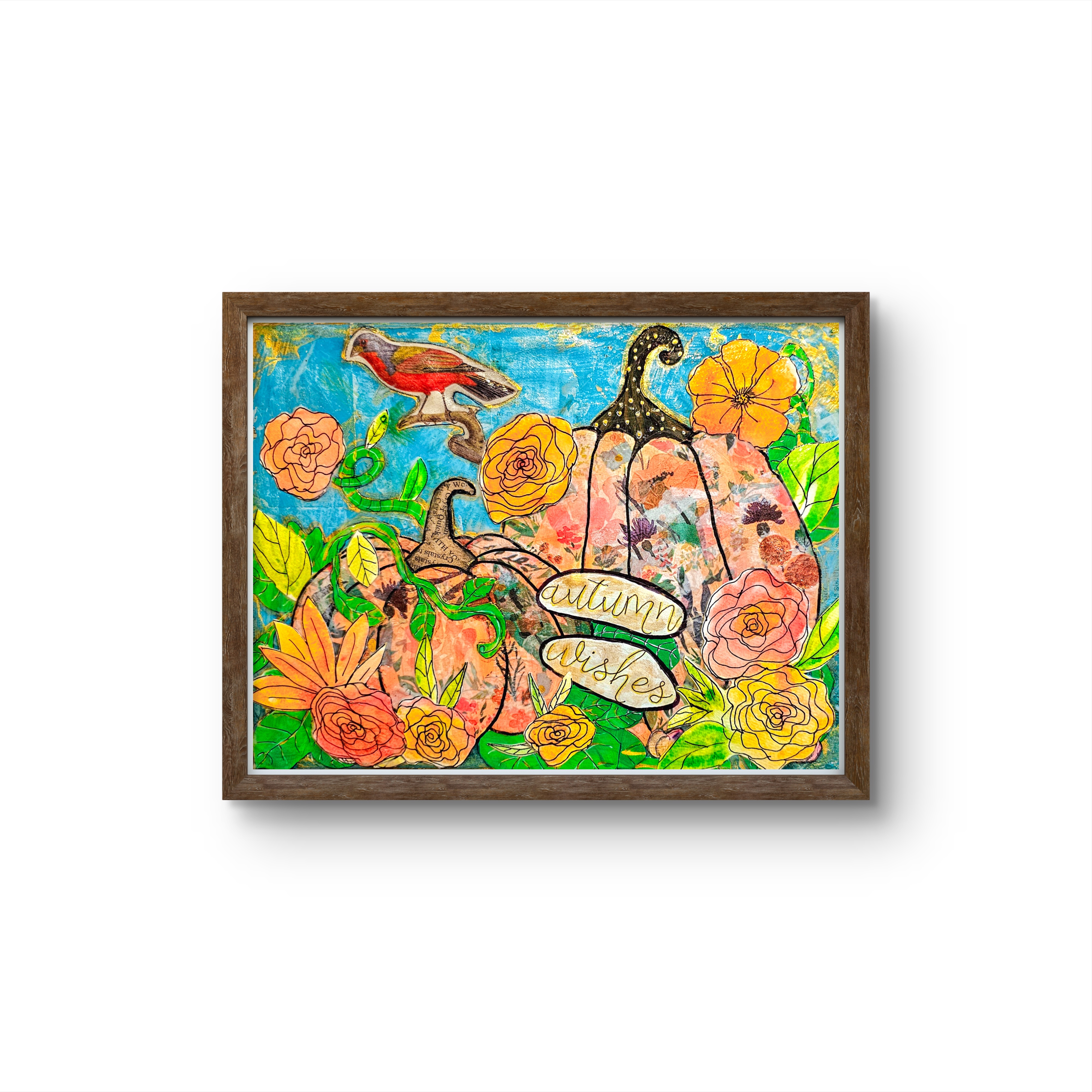 Autumn Wishes Collage Art Print