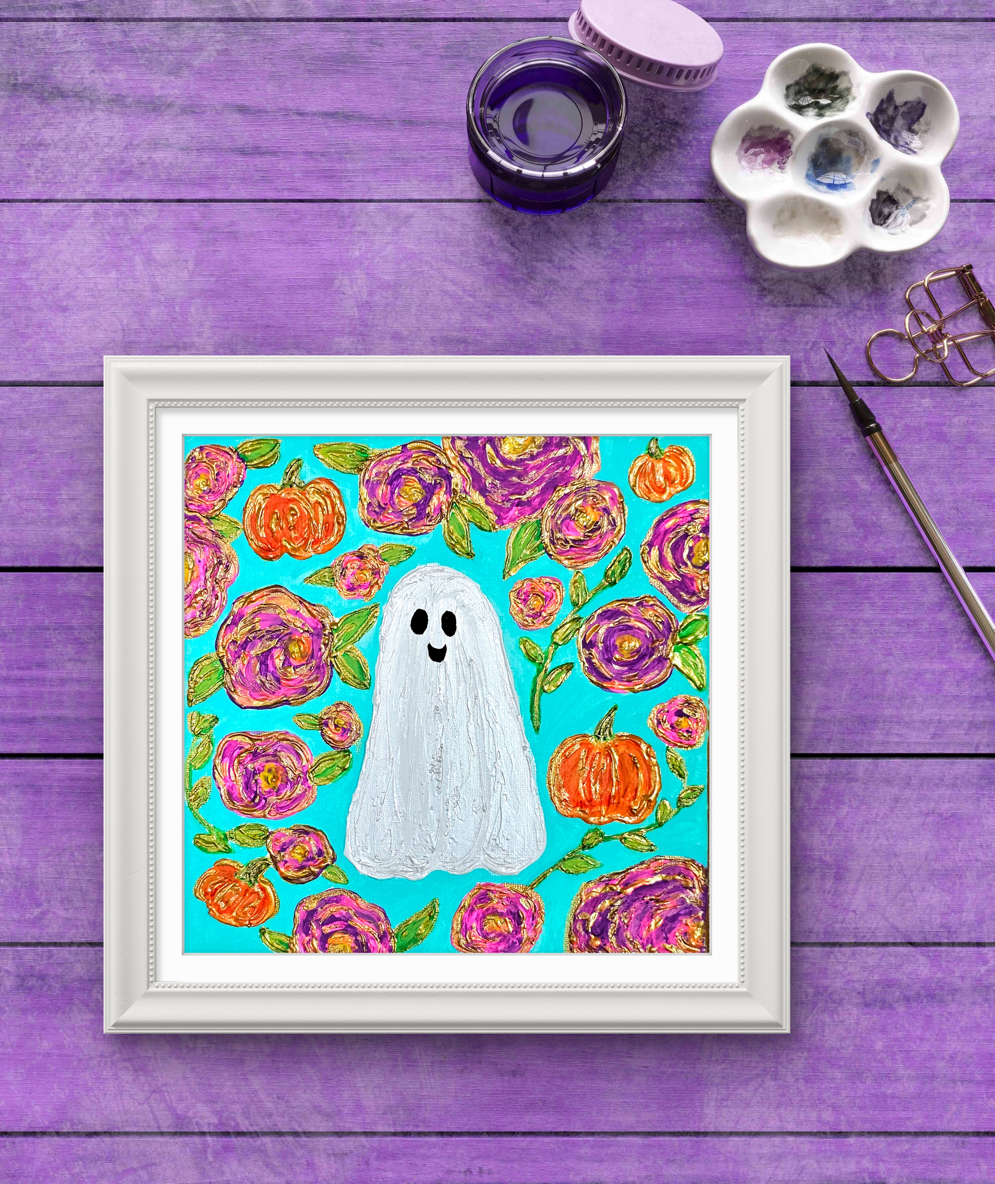 Pastel Floral Ghost Art Print