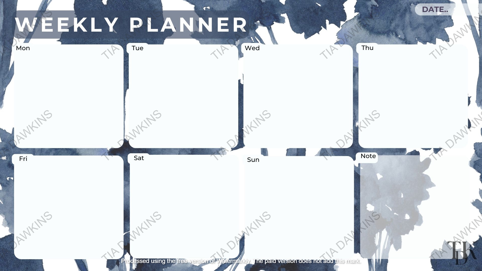 Digital Floral Blue Inky Bundle Printable