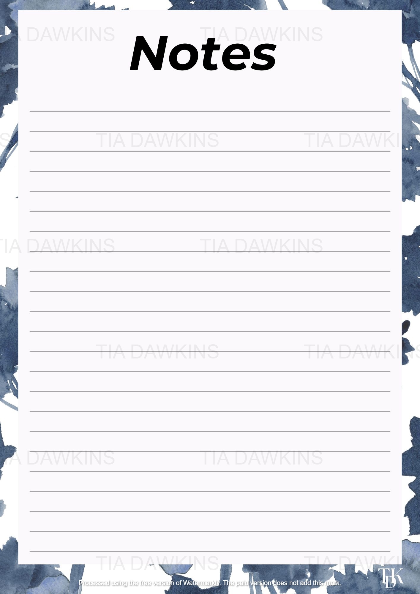  Digital Floral Blue Inky Bundle Printable 