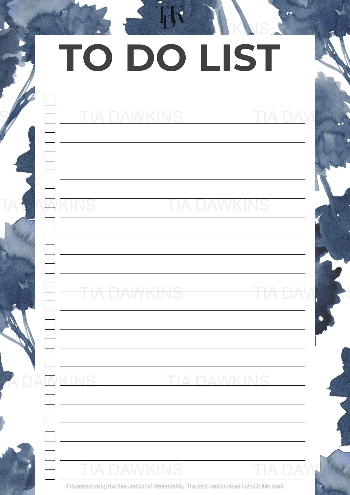  Digital Floral Blue Inky Bundle Printable 