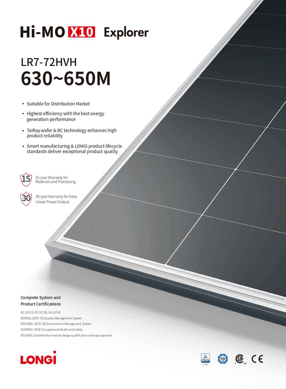 Tấm pin năng lượng mặt trời LONGi Hi-MO X10 công suất 645w