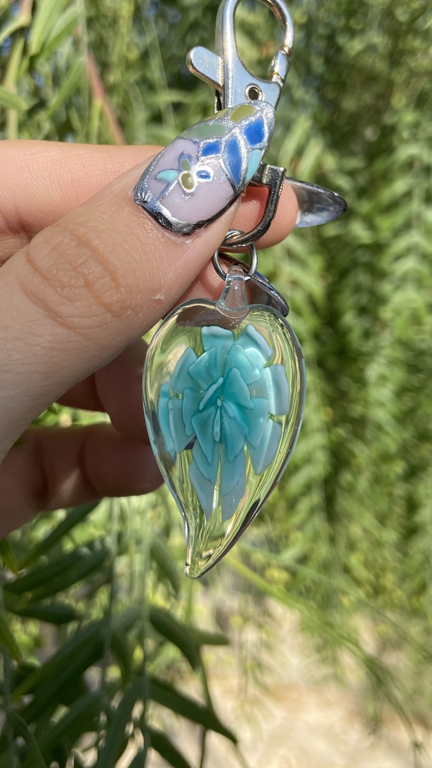 Glass Flower Keychain
