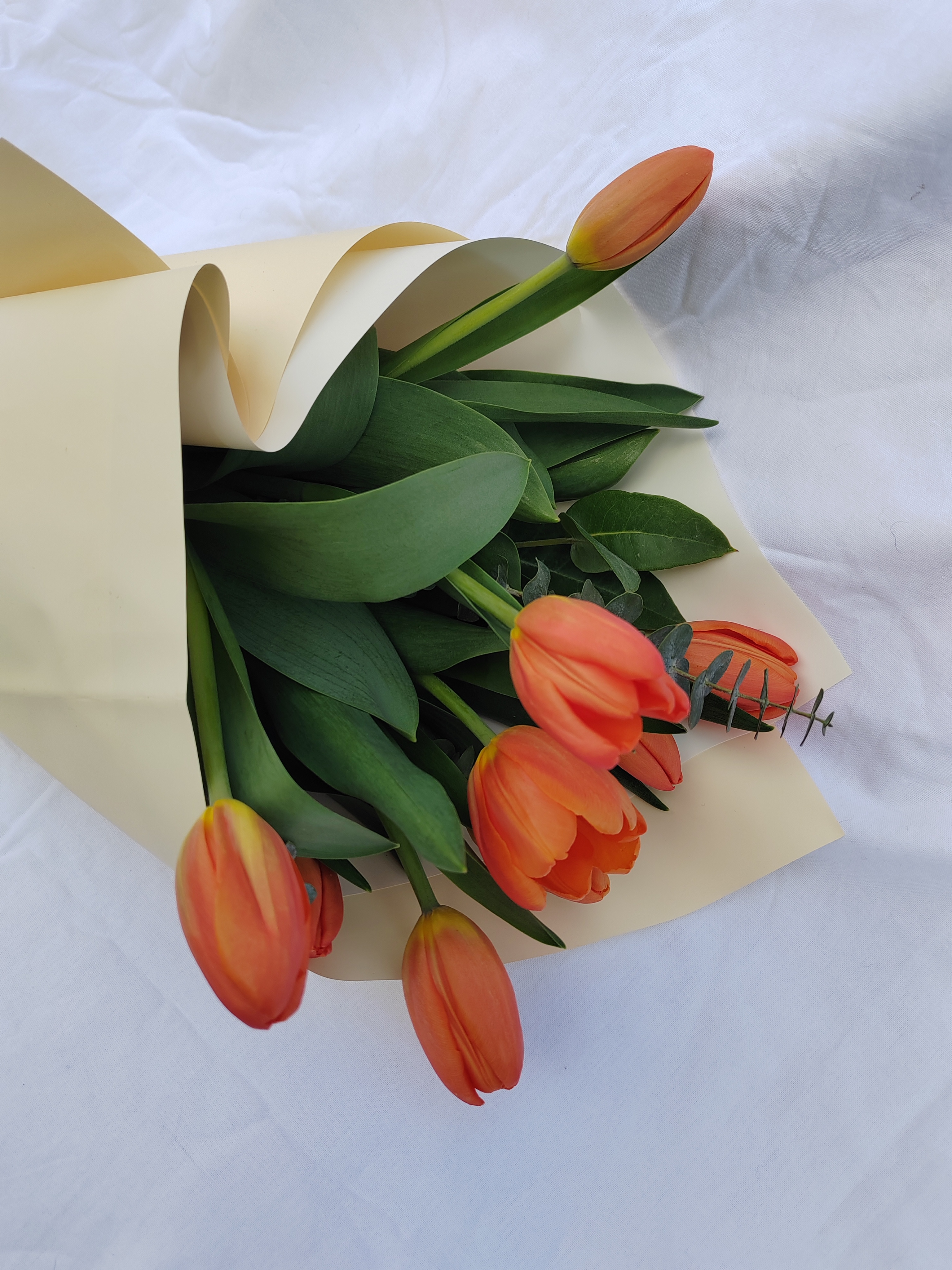 Ramo de 10 tulipanes naranjas