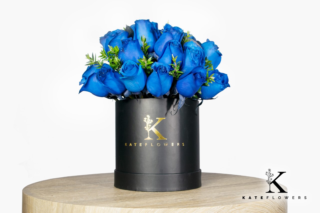 Box de rosas azules