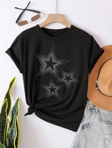 Black Star Print T-Shirt