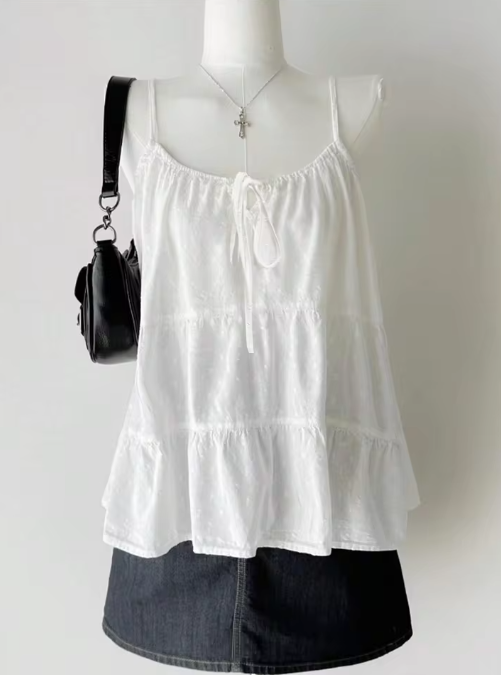 White Tiered Sleeveless Top