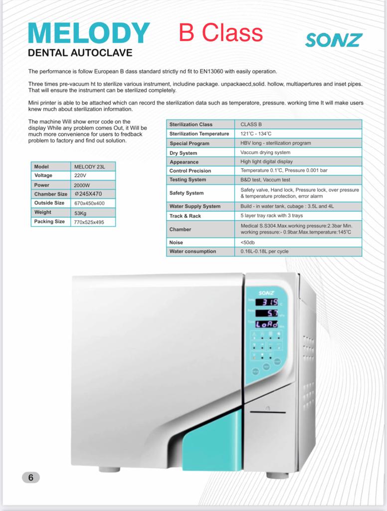 MELODY B Class Dental Autoclave
