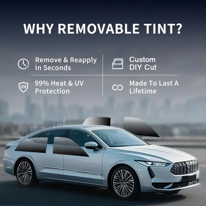 Universal Reduce Infrared Heat & Block UV by 99% Removable Window Tint Film for Cars - DIY Cut for Multiple Shapes