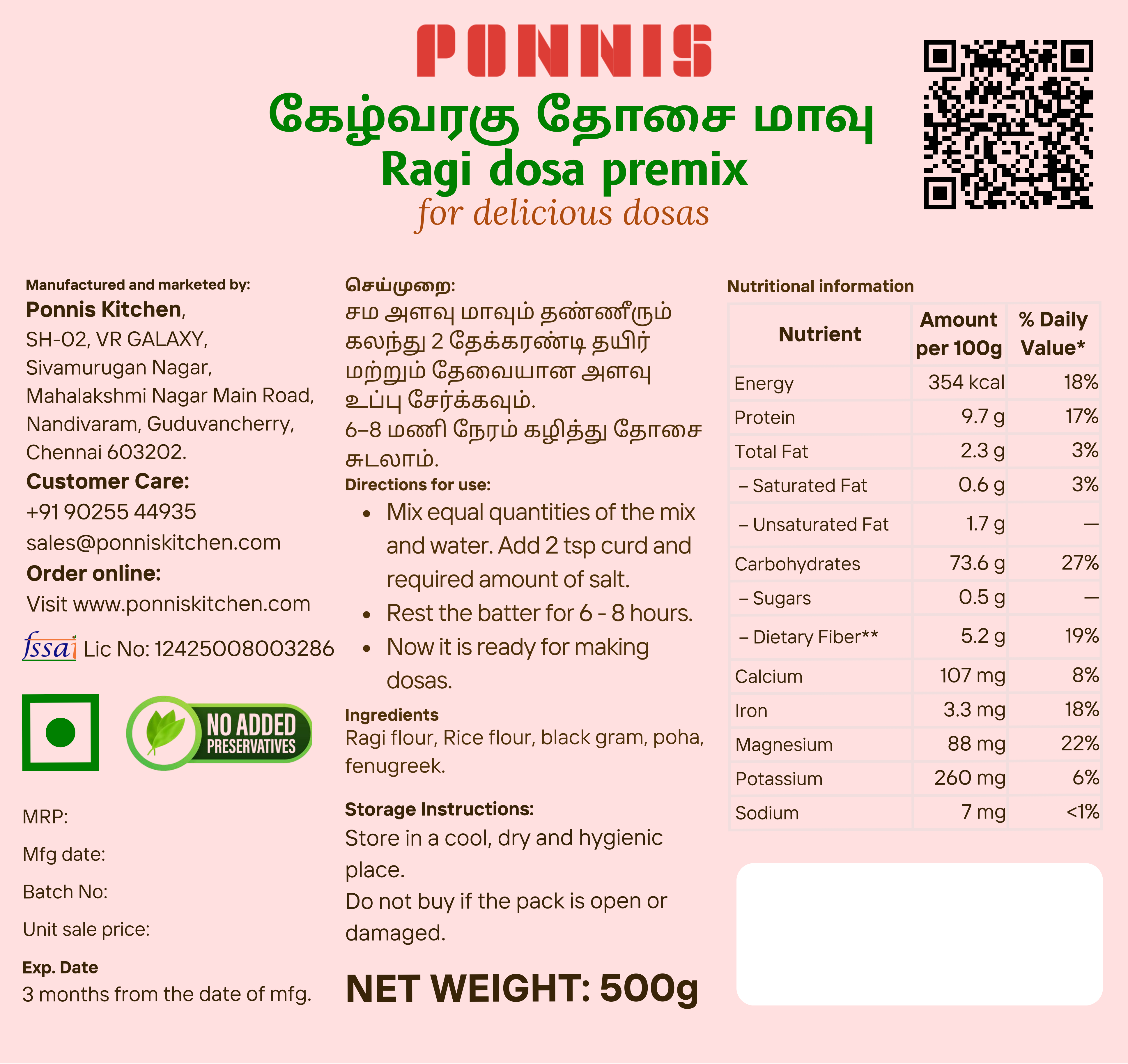 Ragi Dosa ImmeDiet Mix