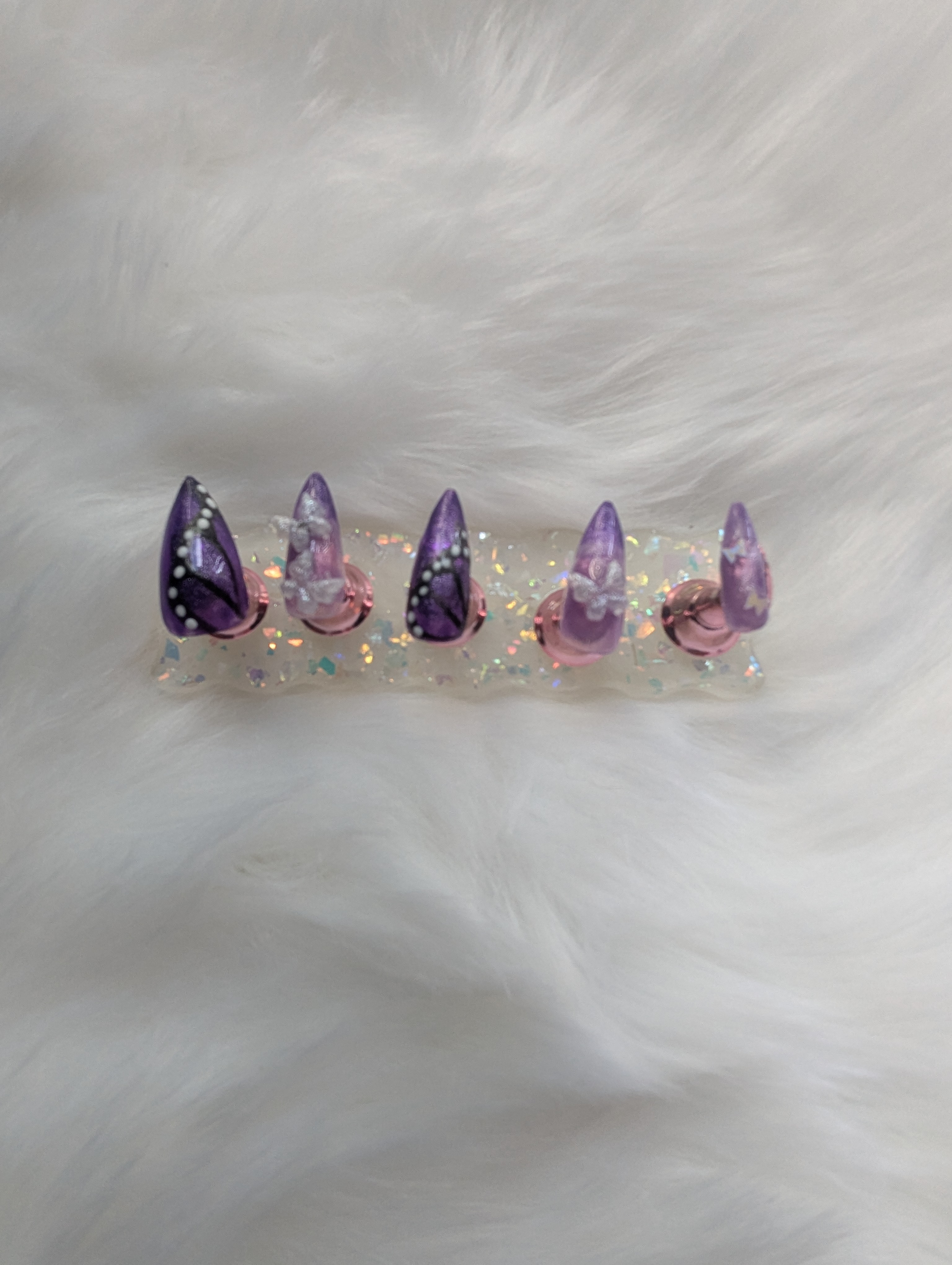 Handcrafted Purple Butterfly Press-On Nails