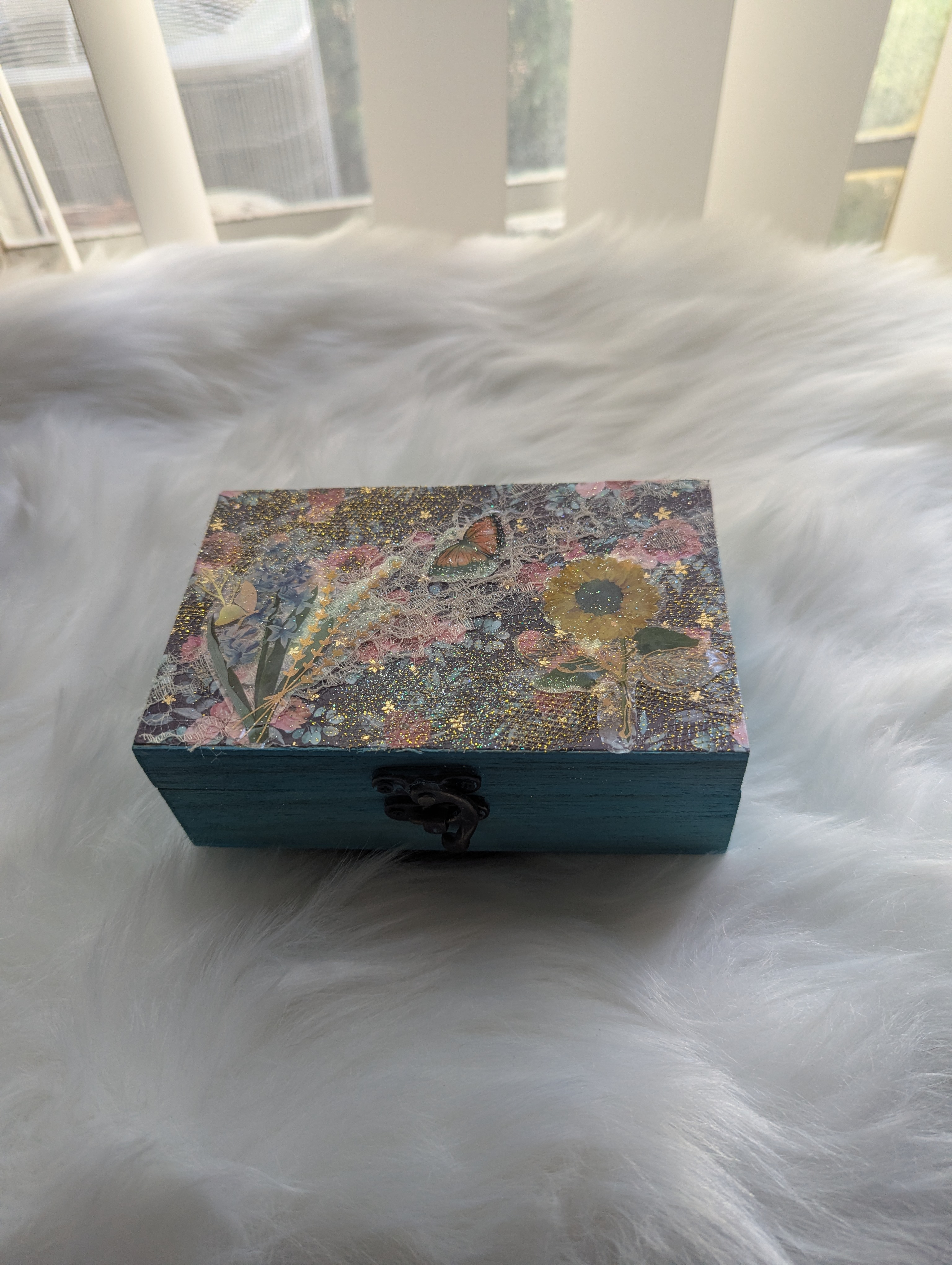 Trinket Blue Wooden Box