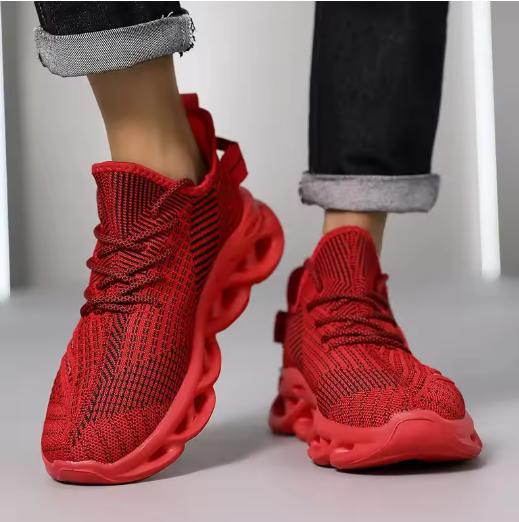 Red Knit Sports Sneakers