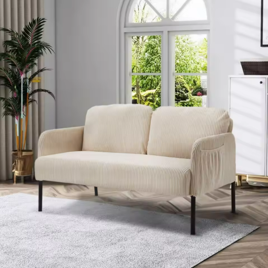 Beige Corduroy Sofa