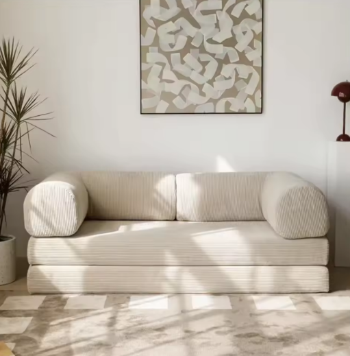 Modern Beige Corduroy Sofa