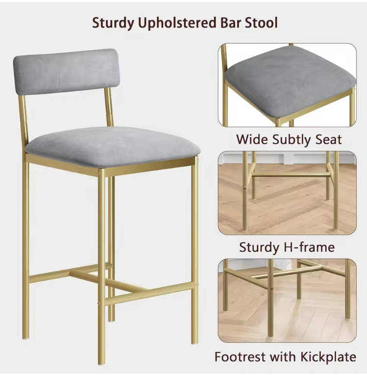 Sturdy Upholstered Bar Stool