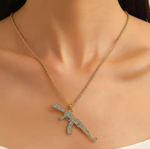 Gold AK-47 Pendant Necklace
