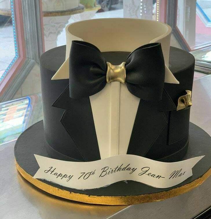 Tuxedo-Themed Birthday Cake