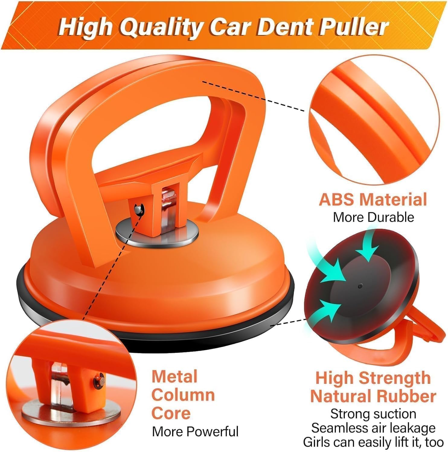 Dent Puller,Car Dent Puller 3 Pack Dent Remover Tool Dent Removal Kit for Car Suction Cup Dent Puller and Dent Repair Kit for Car Body,Screen,Tiles Lifting,Objects Moving (Yellow+Orange+Black)