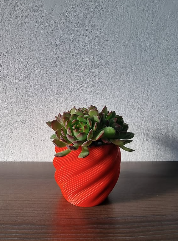 Maceta espiral roja: 🌀 Diseño 3D con textura envolvente