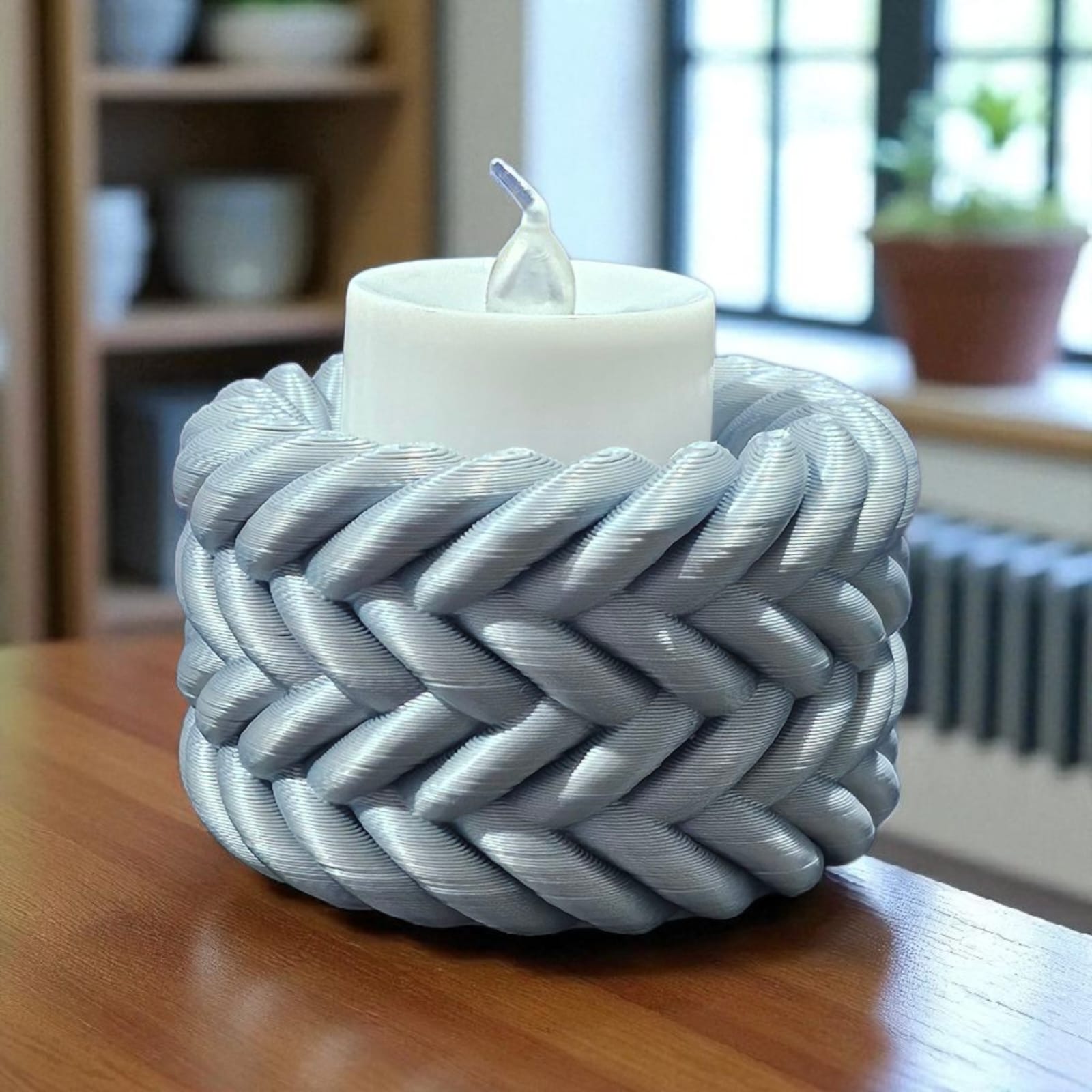 Portavelas decorativas impresas en 3D con velas LED