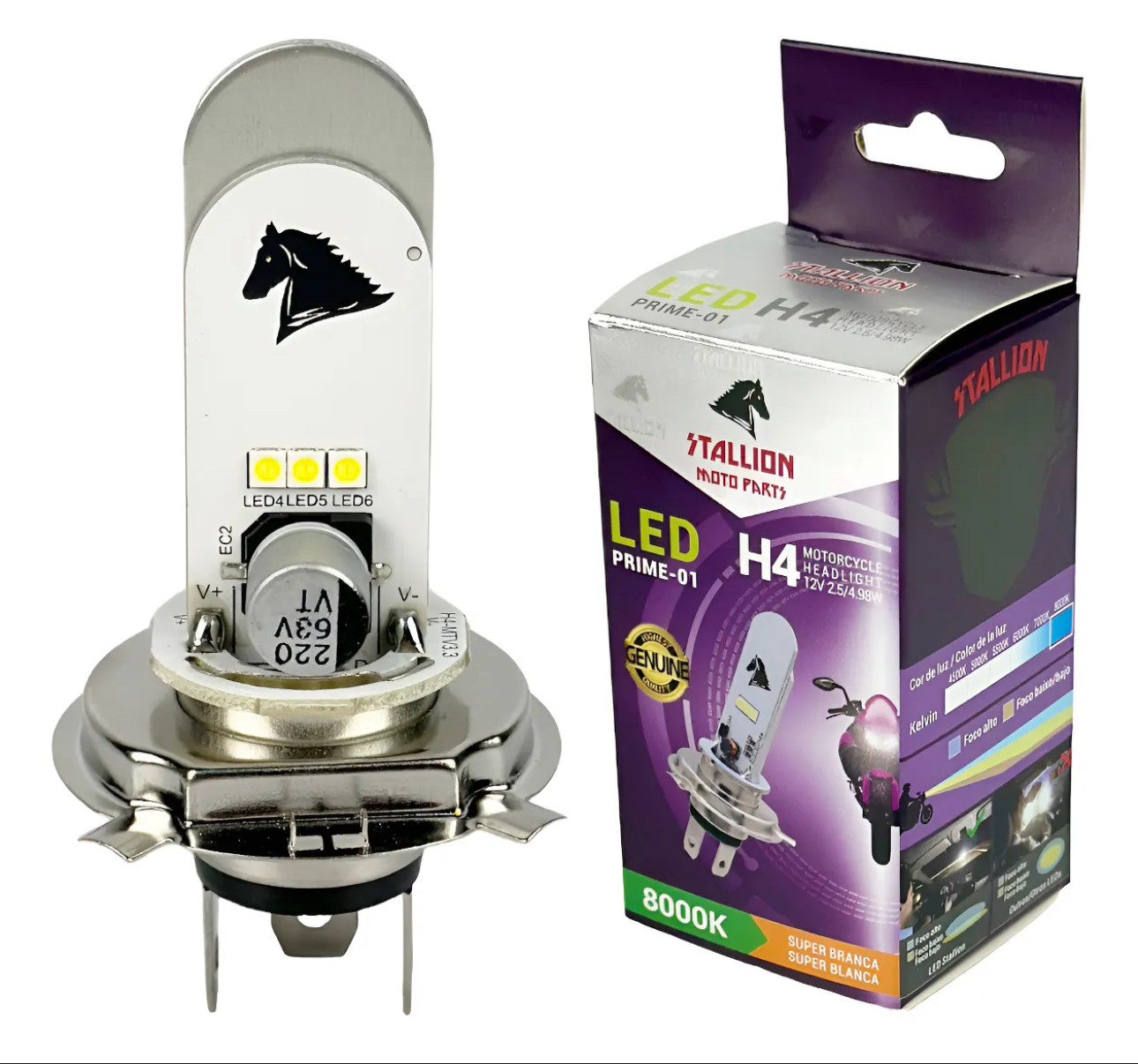 Lâmpada LED H4 para Moto 8000k