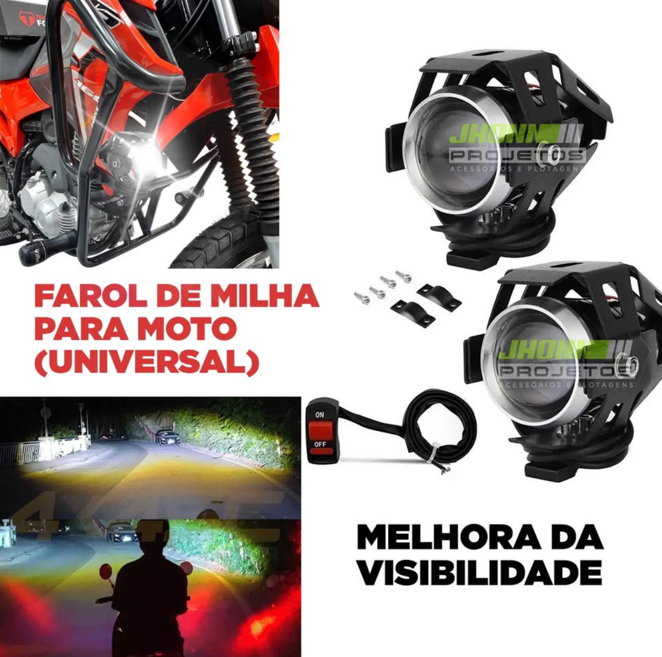 Farol de Milha para Moto (Universal)