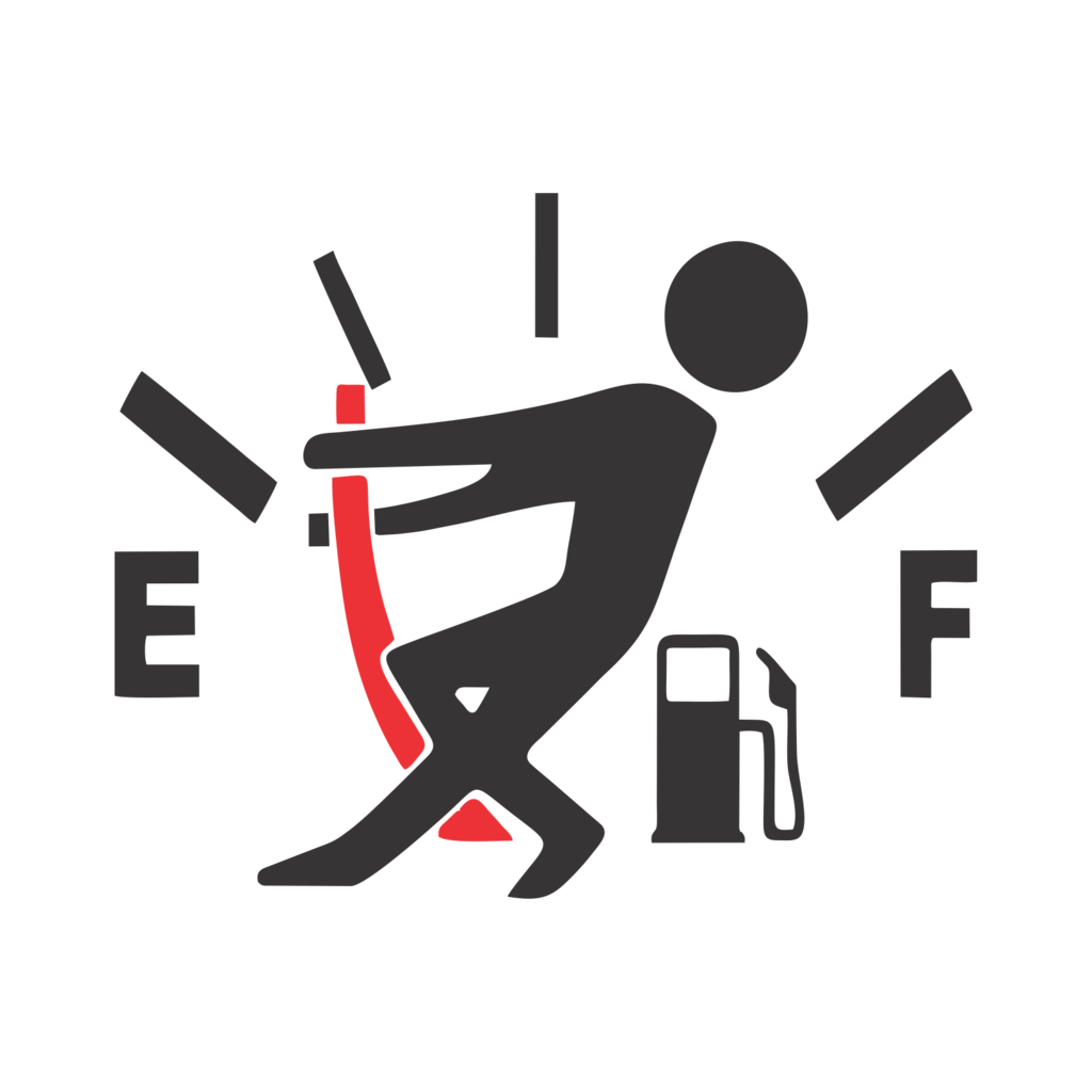 Adesivo criativo para marcador de combustível segurando o ponteiro da gasolina