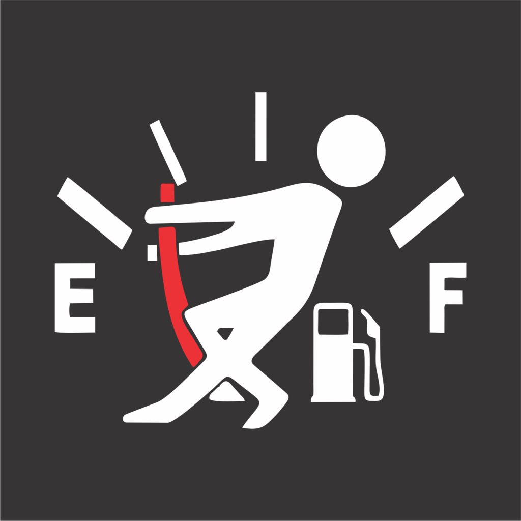 Adesivo criativo para marcador de combustível segurando o ponteiro da gasolina