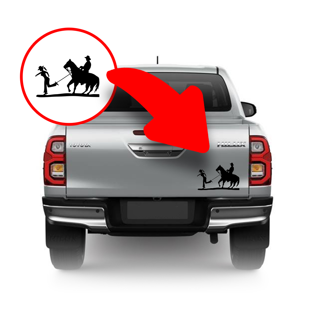 Adesivo Decorativo Cowboy Cavalo e mulher